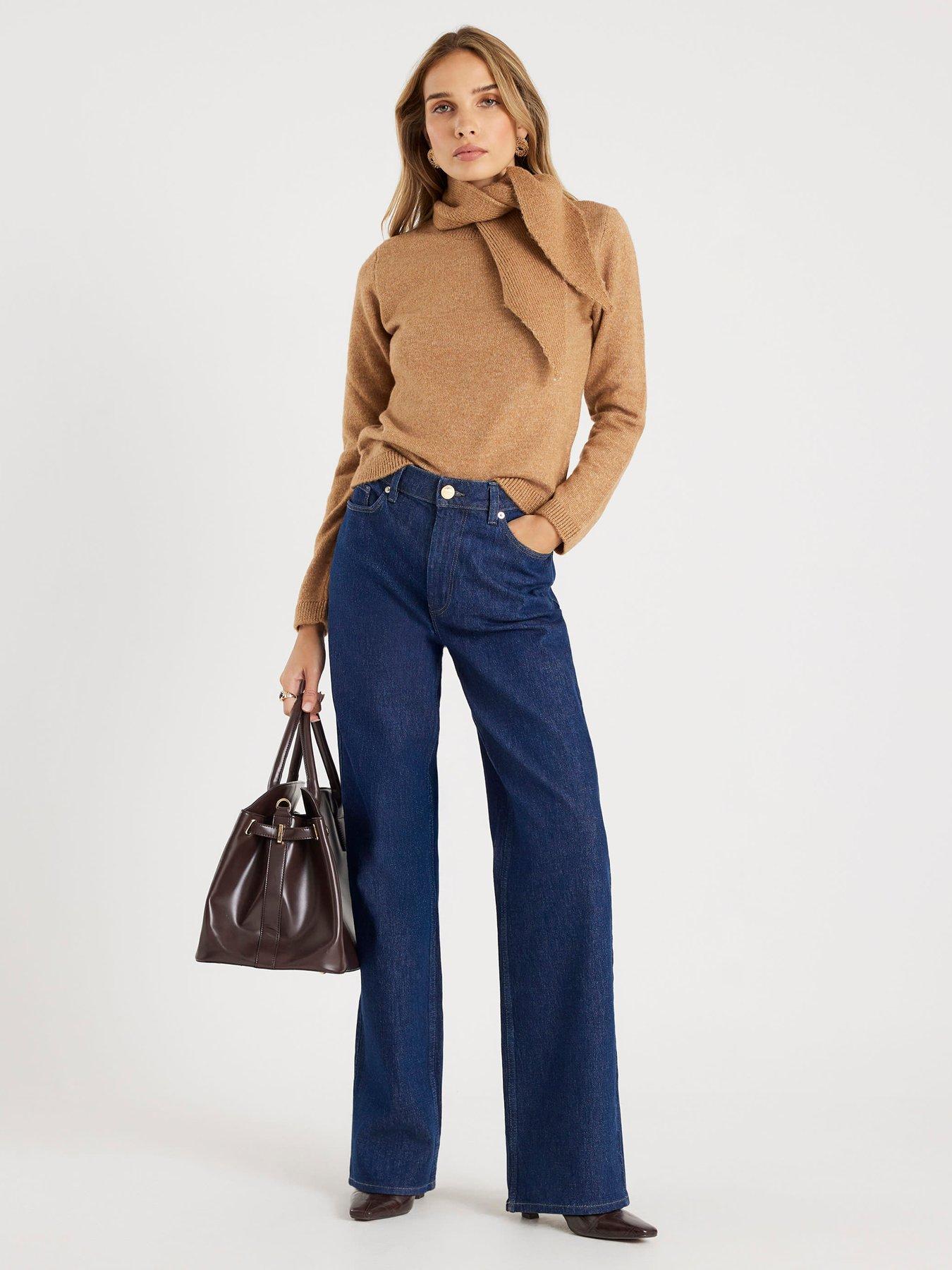  image of river-island-knit-scarf-jumper-brown