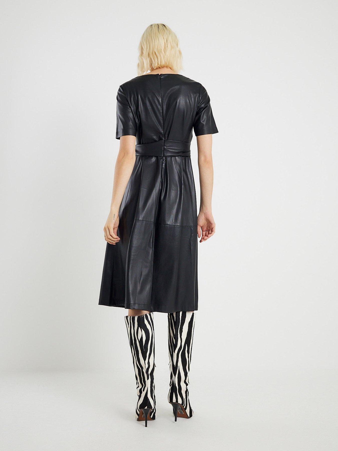  image of river-island-long-buckle-detail-swing-dress-black