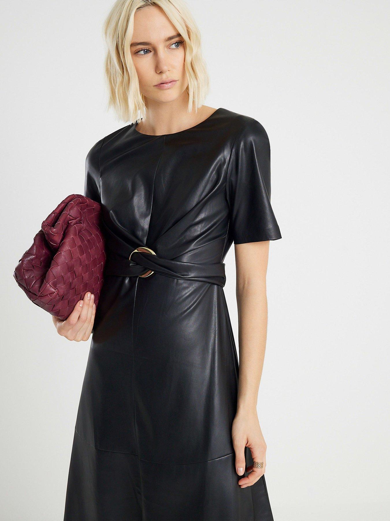  image of river-island-long-buckle-detail-swing-dress-black