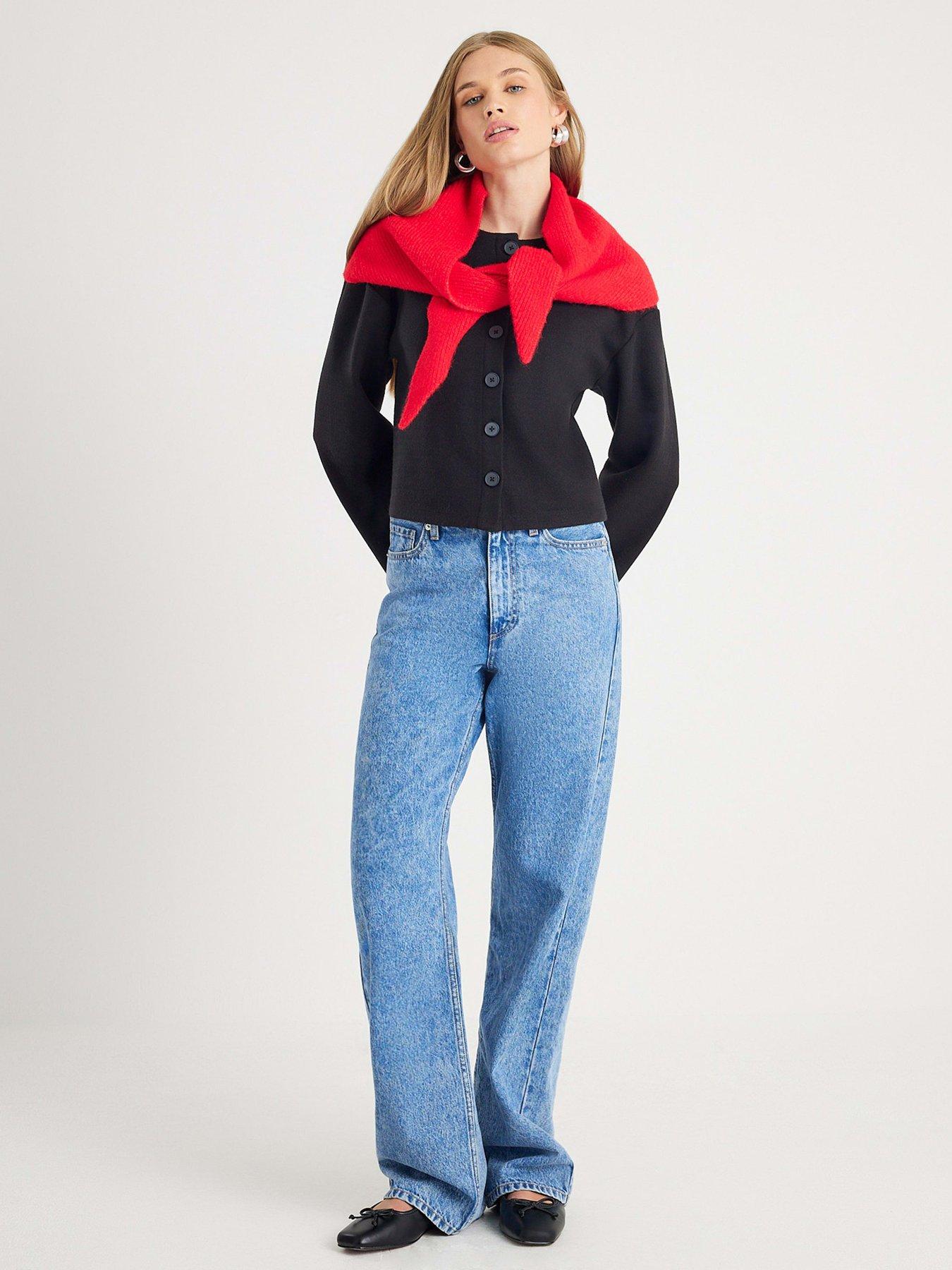 Image 3 of 4 of River Island Long Sleeve Cosy Button Through Cardi - Black