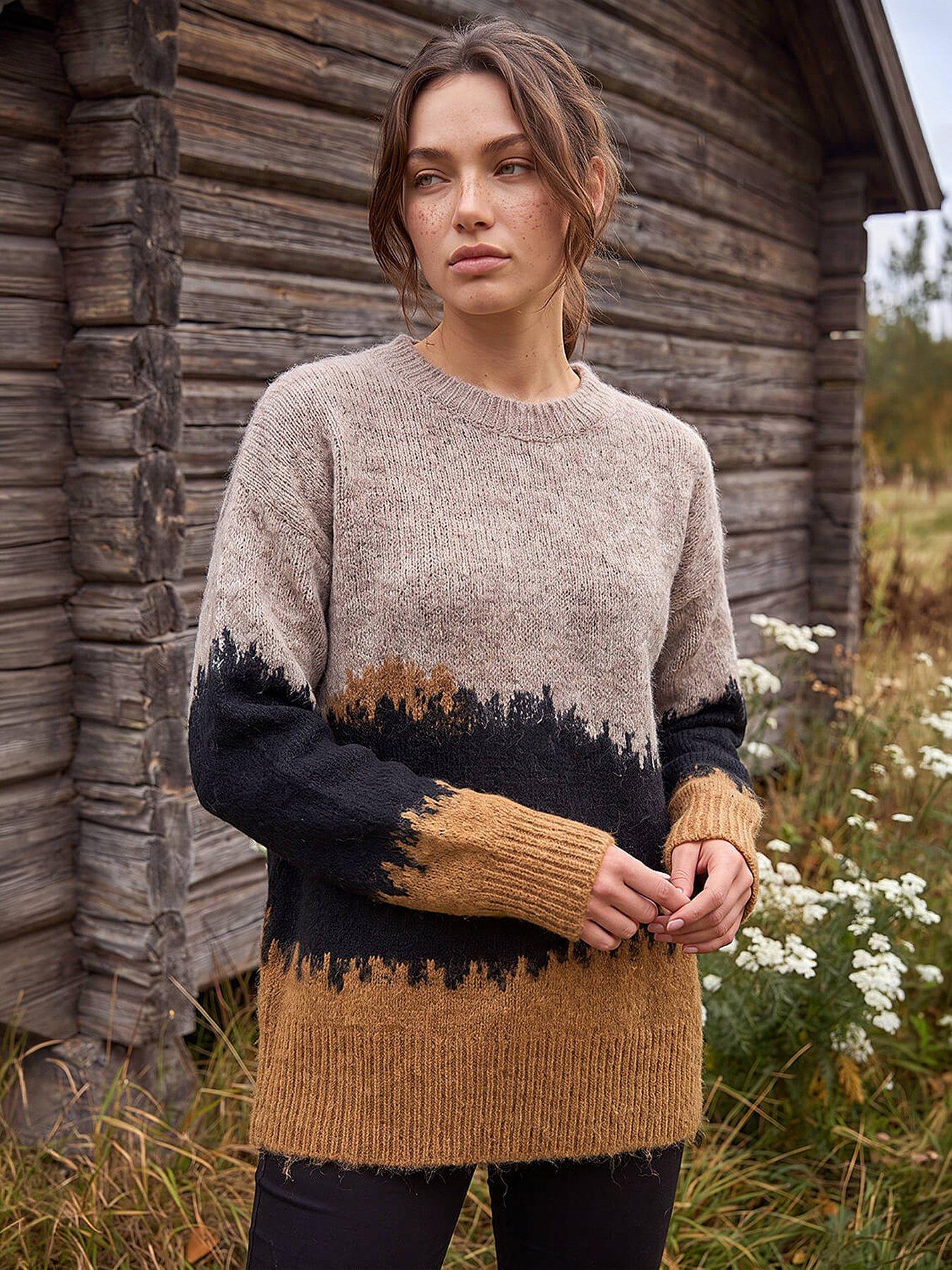 Roman Petite Abstract Knit Jumper - Stone