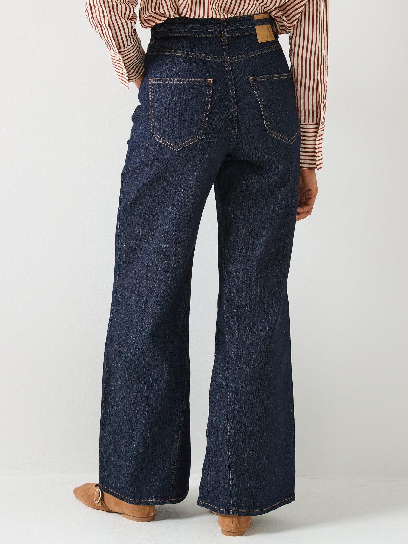  image of aware-high-ride-belted-wide-jeans-blue