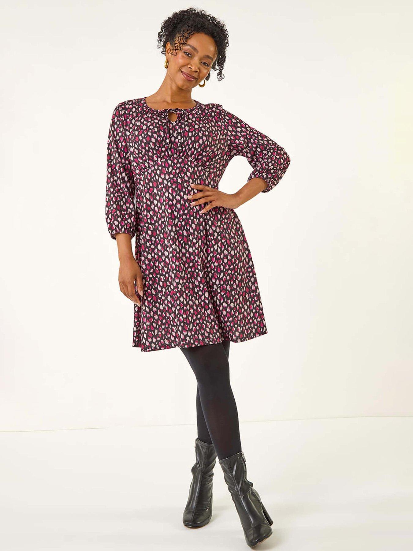  image of roman-petite-spot-tie-front-dress-pink