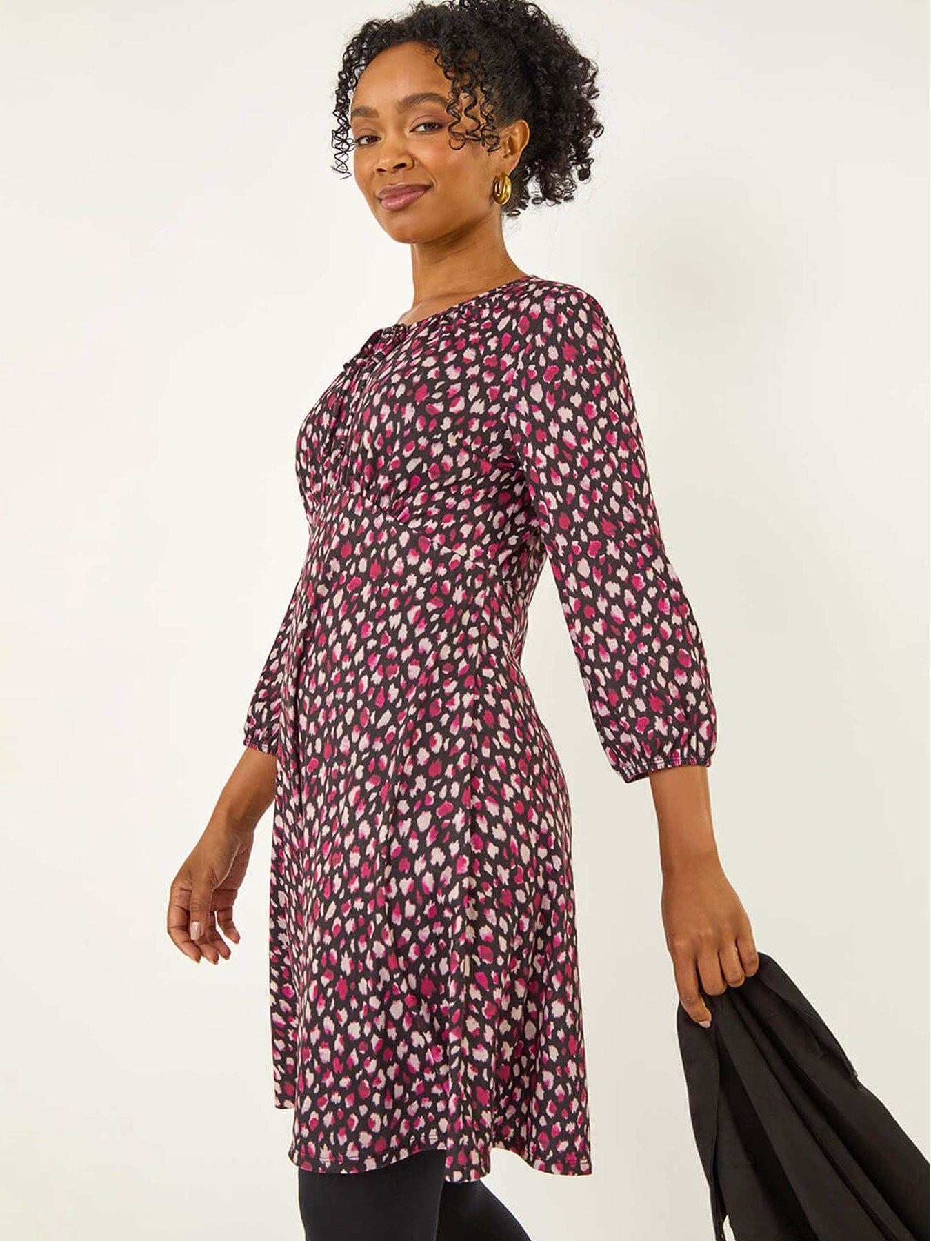  image of roman-petite-spot-tie-front-dress-pink