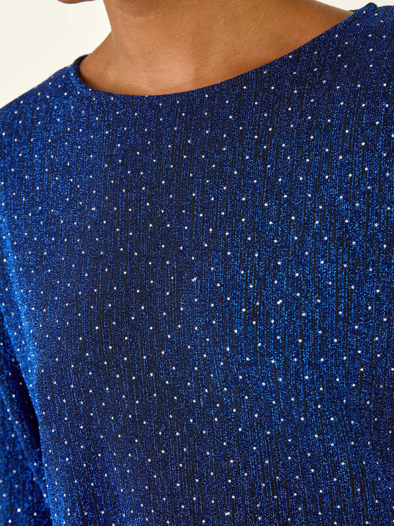  image of roman-metallic-textured-stretch-t-shirt-blue