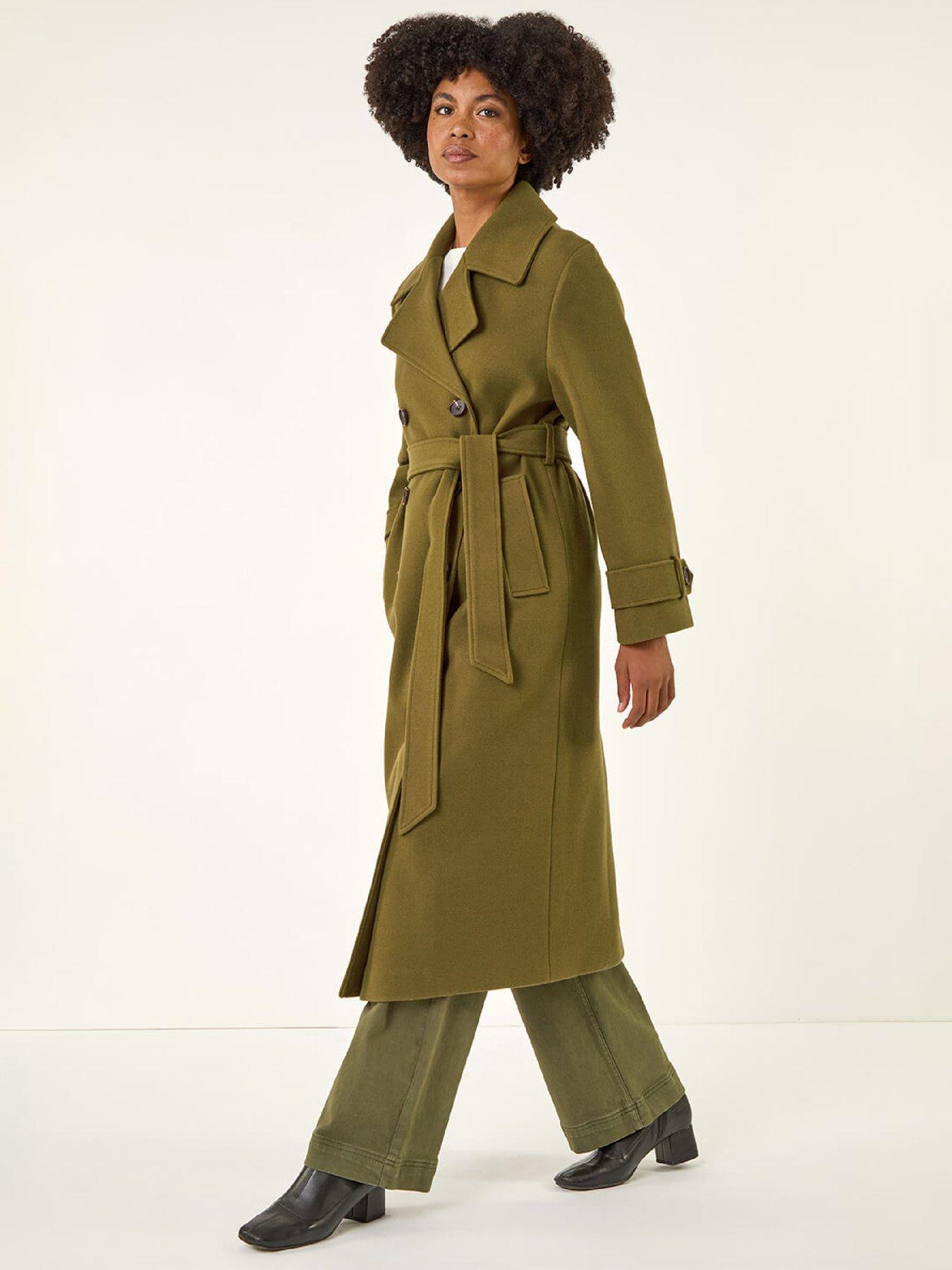 Roman Textured Premium Belted Smart Coat - Olive