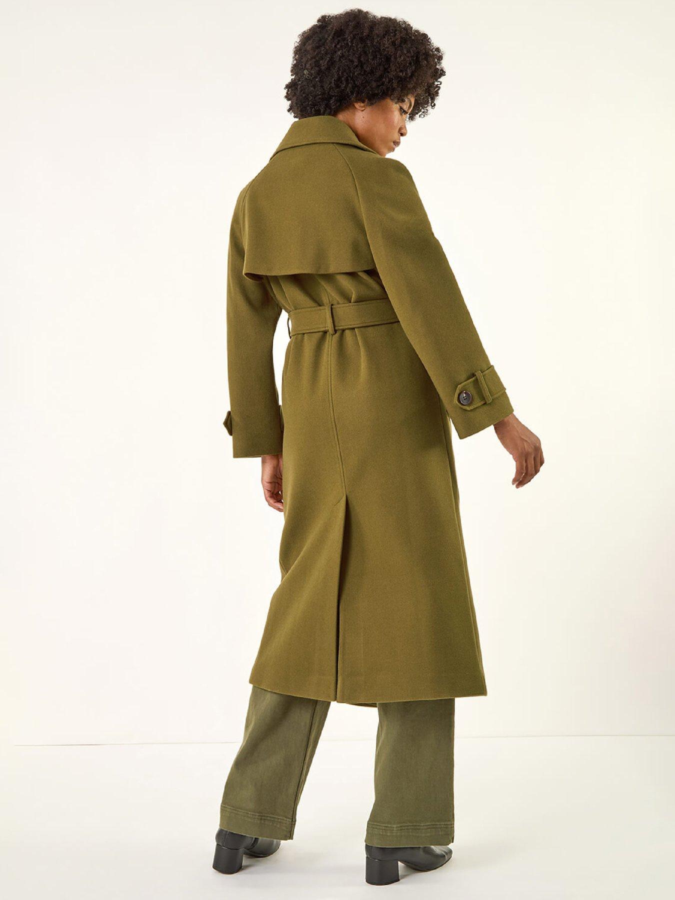 Image 2 of 5 of Roman Textured Premium Belted Smart Coat - Olive