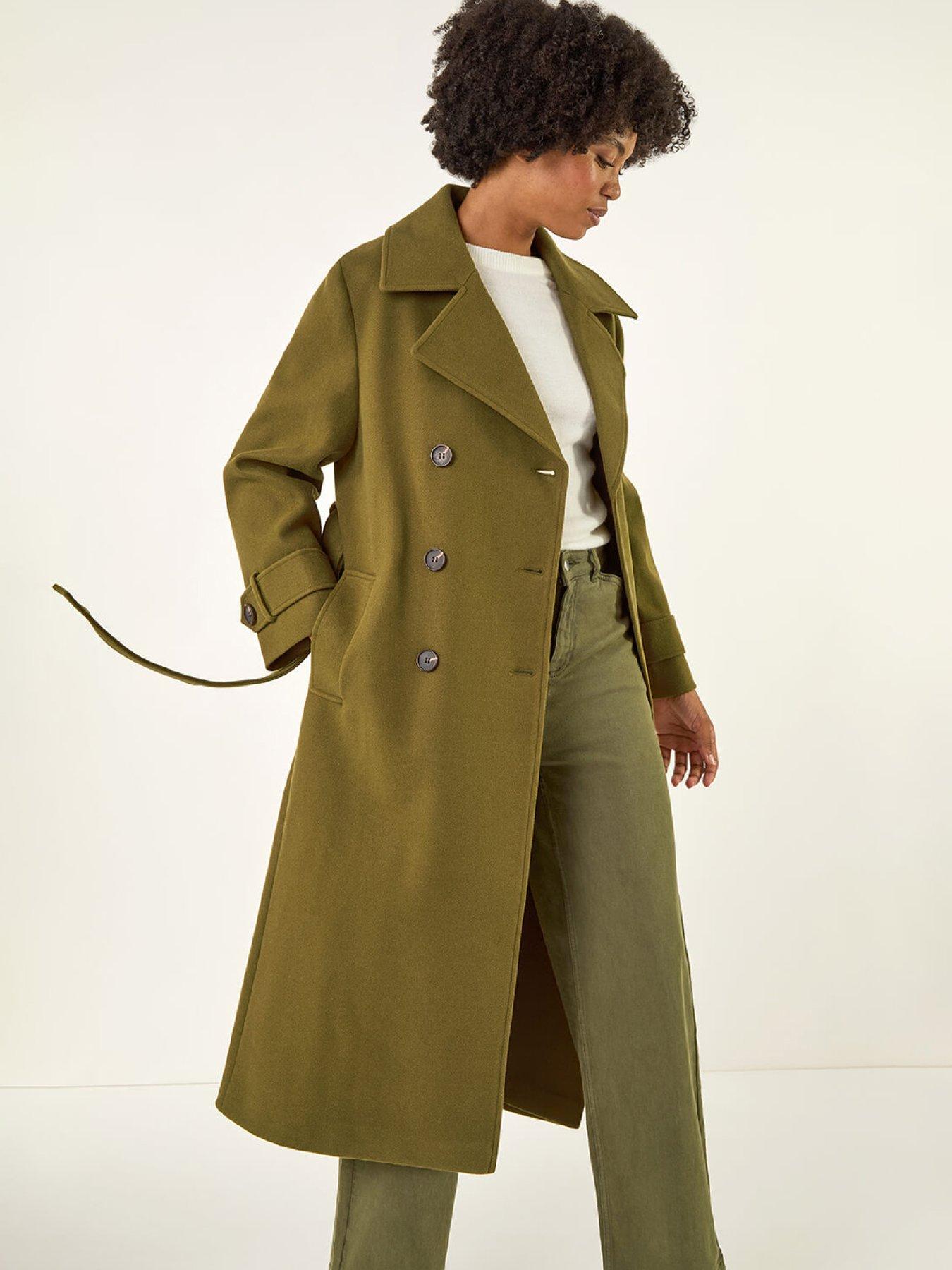 Image 3 of 5 of Roman Textured Premium Belted Smart Coat - Olive