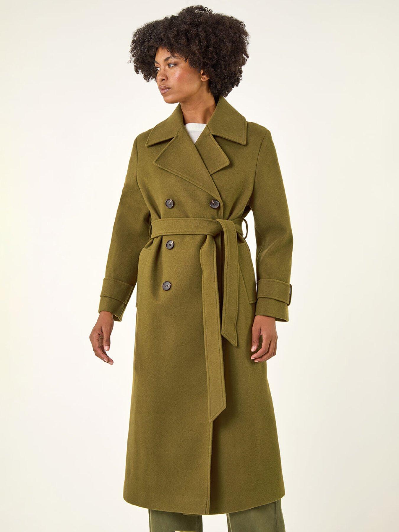 Image 4 of 5 of Roman Textured Premium Belted Smart Coat - Olive