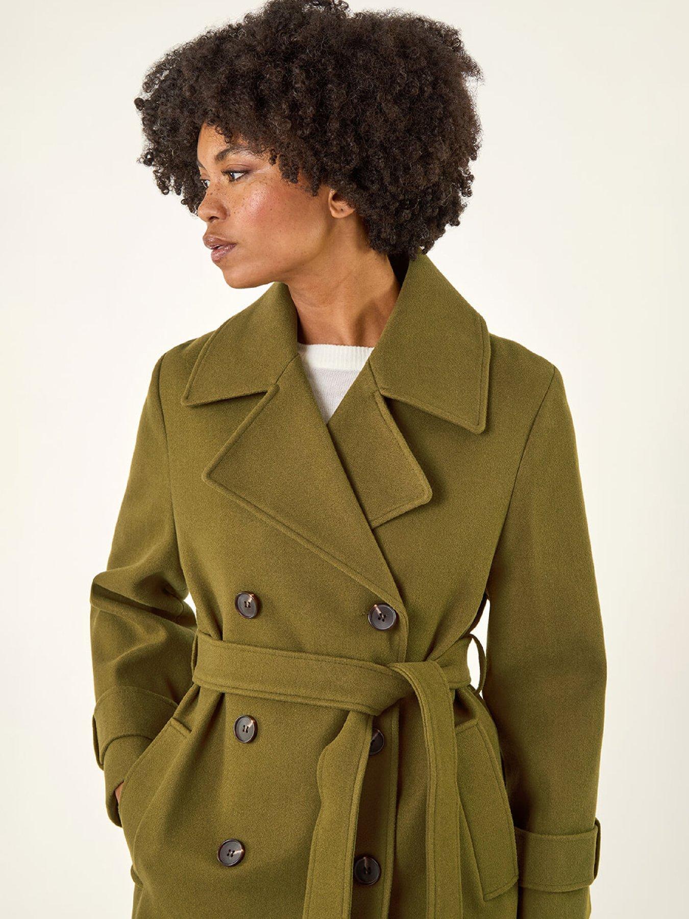Image 5 of 5 of Roman Textured Premium Belted Smart Coat - Olive