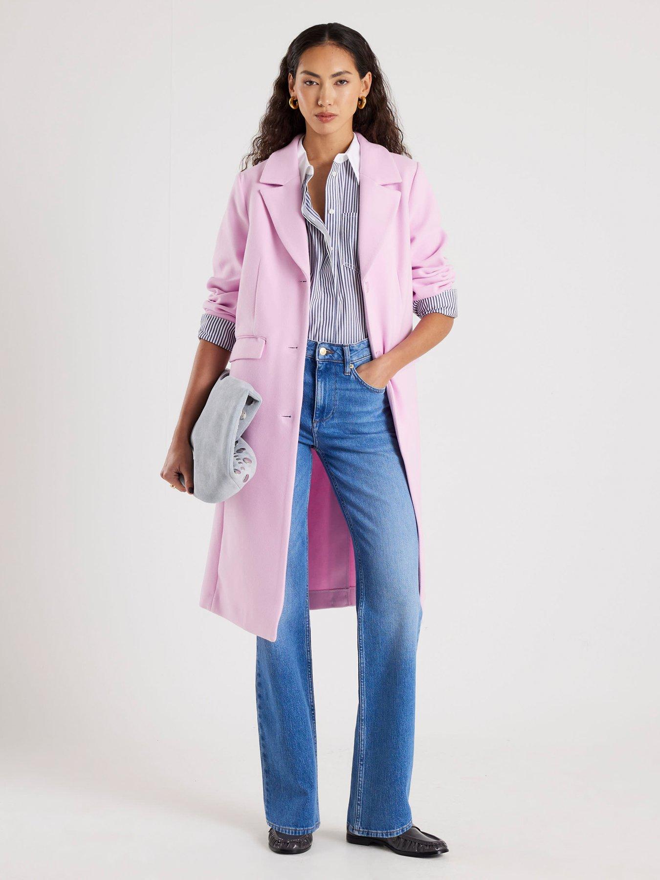 River Island Single Breasted Longline Coat - Pink