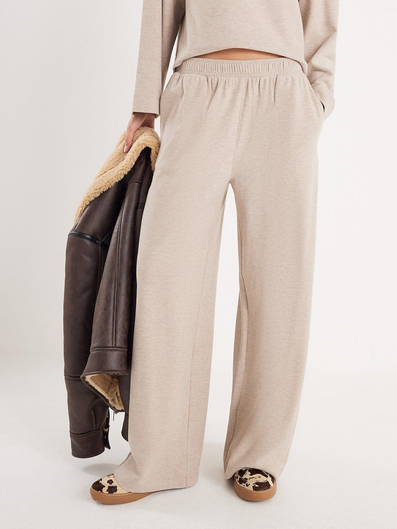 river-island-cosy-wide-leg-trouser-beige