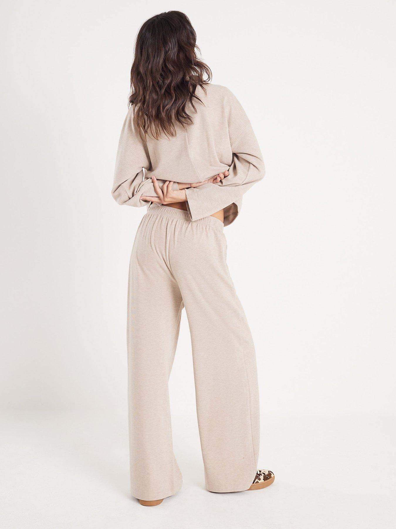 stillFront image of river-island-cosy-wide-leg-trouser-beige