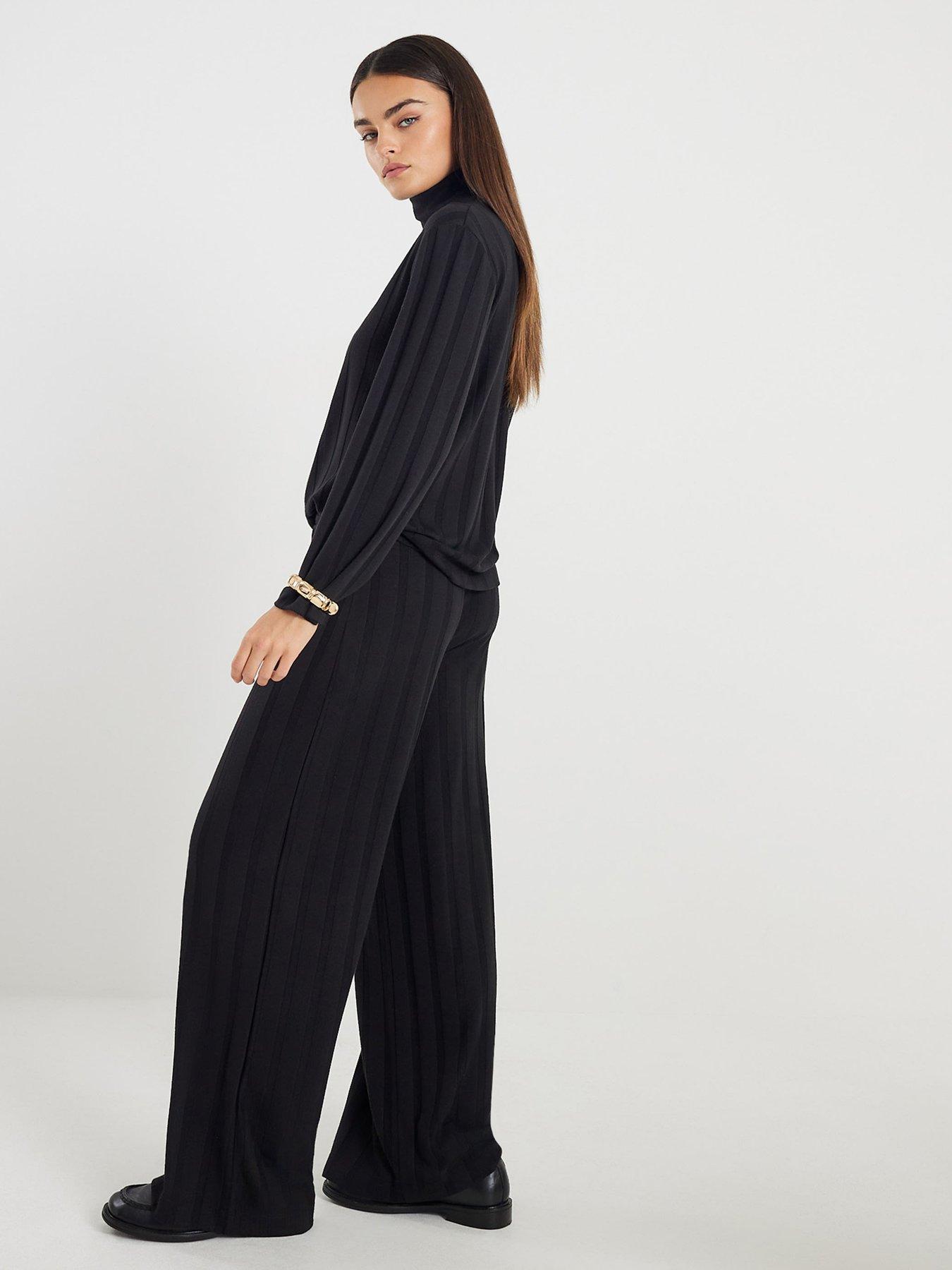 front image of river-island-cosy-wide-rib-trouser-black