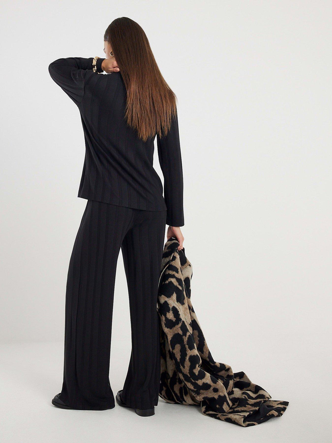 stillFront image of river-island-cosy-wide-rib-trouser-black