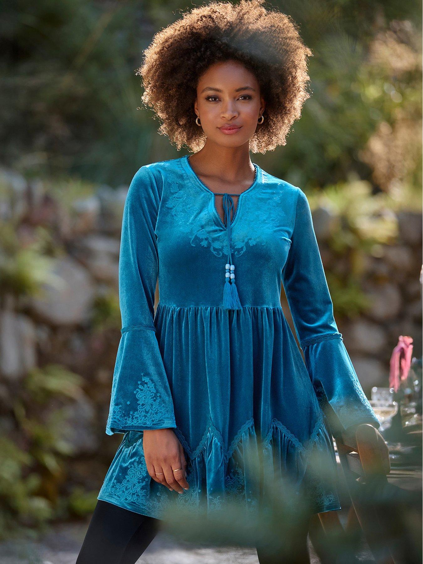 Image 5 of 7 of Joe Browns Bright And Beautiful Velvet Tunic Top - Blue