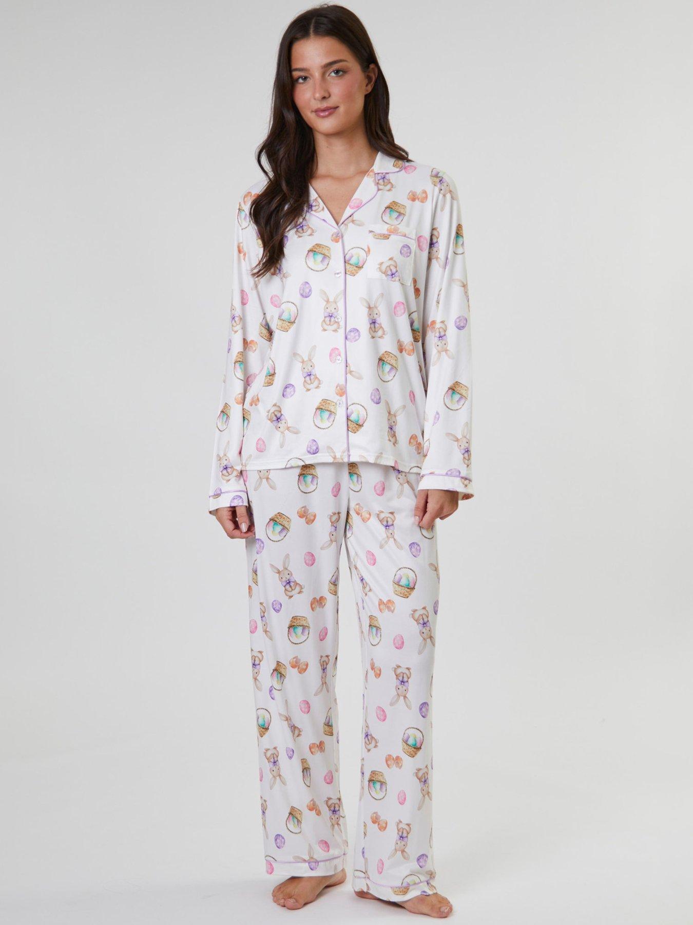 Loungeable Bunny Printed Jersey Long Sleeve And Trouser Set - Multi
