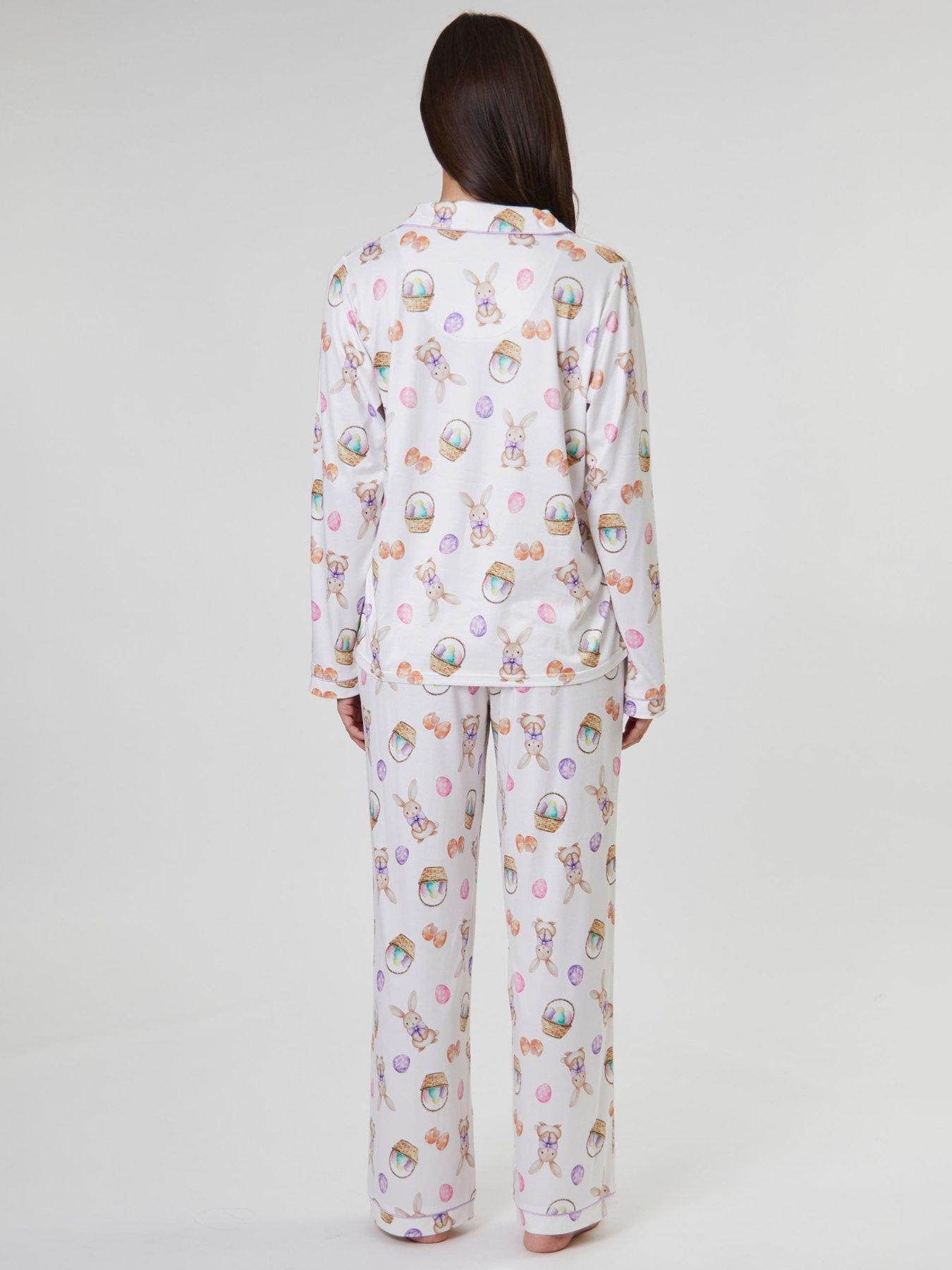  image of loungeable-bunny-printed-jersey-long-sleeve-and-trouser-set-multi