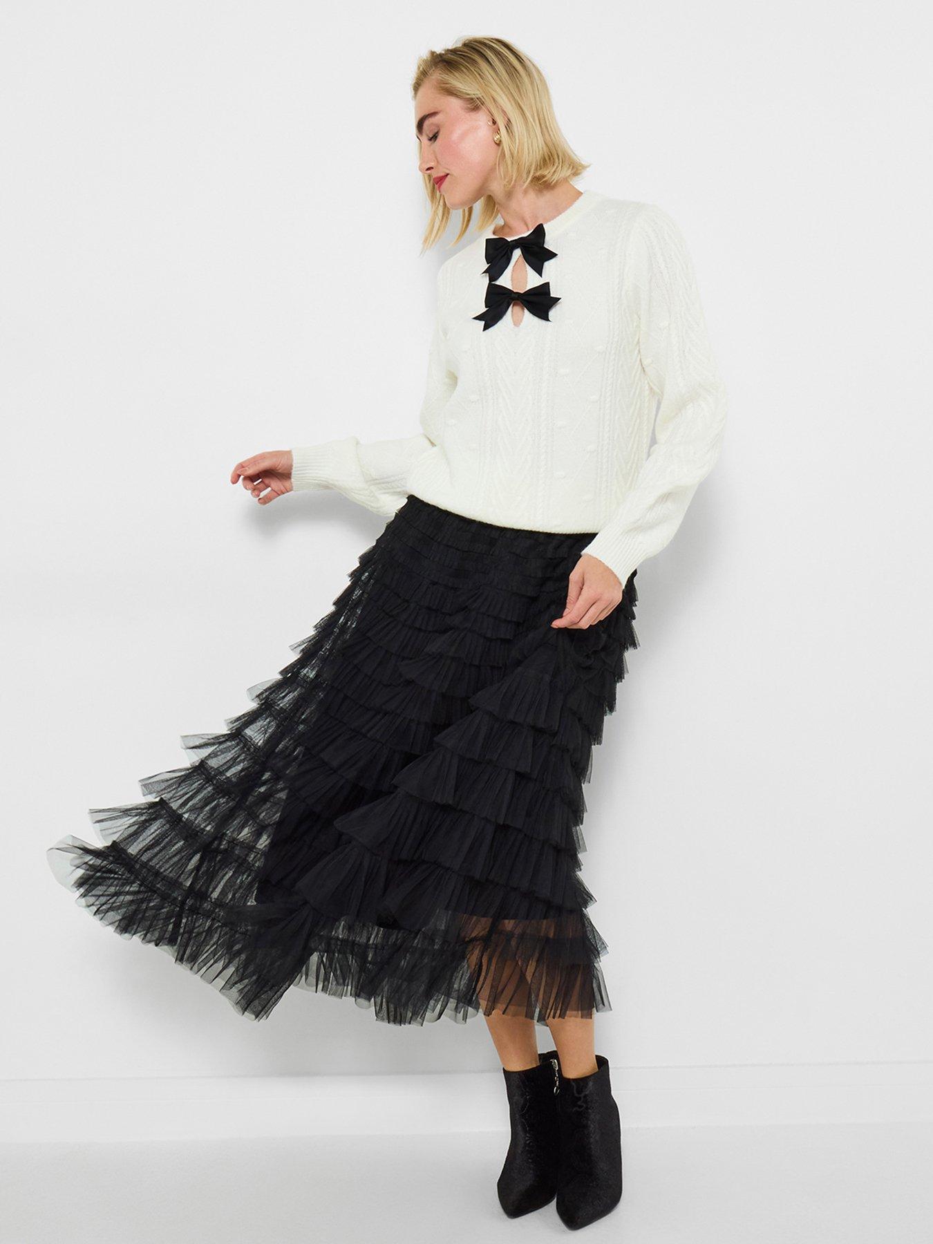  image of joe-browns-penelope-tulle-tiered-skirt-black