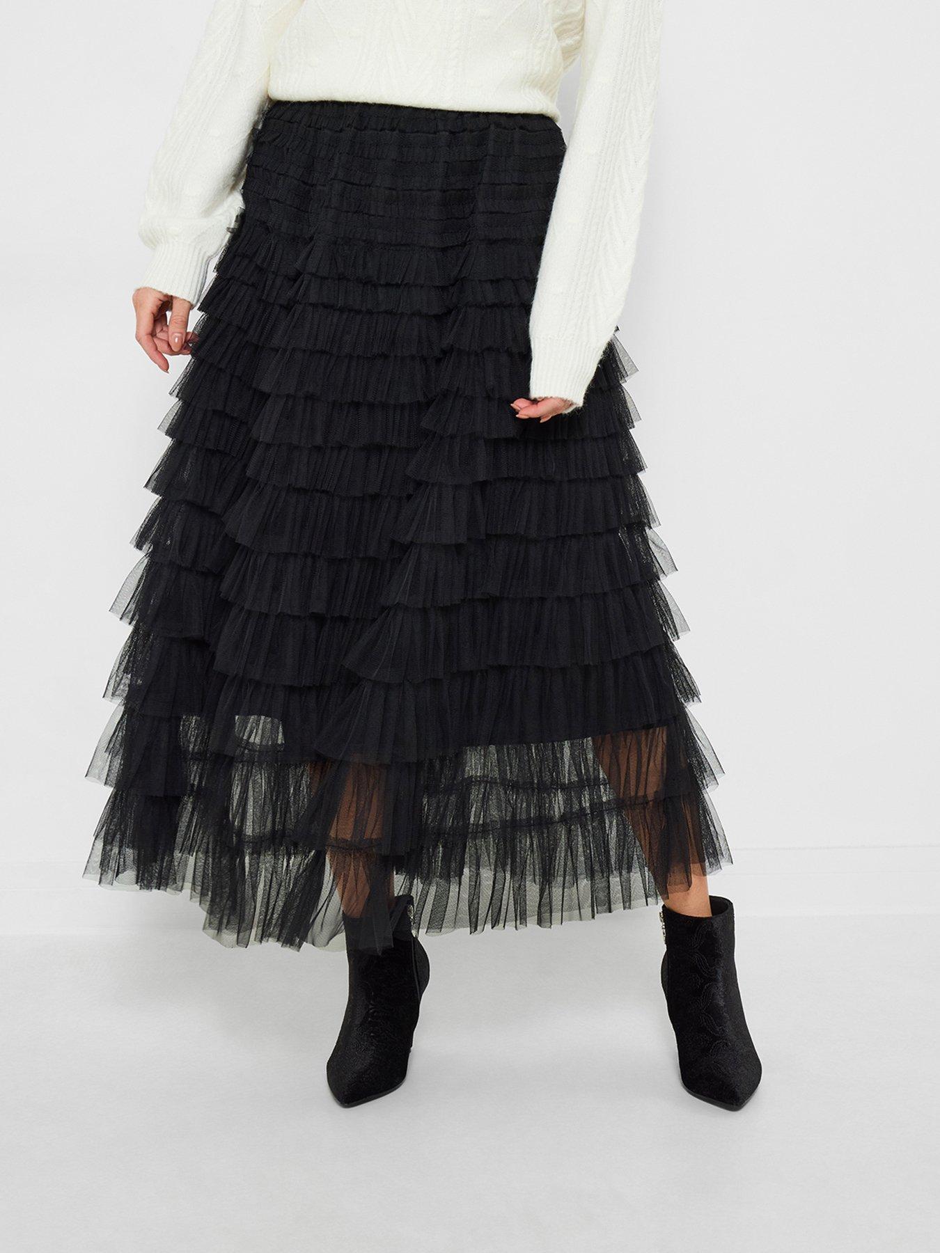  image of joe-browns-penelope-tulle-tiered-skirt-black