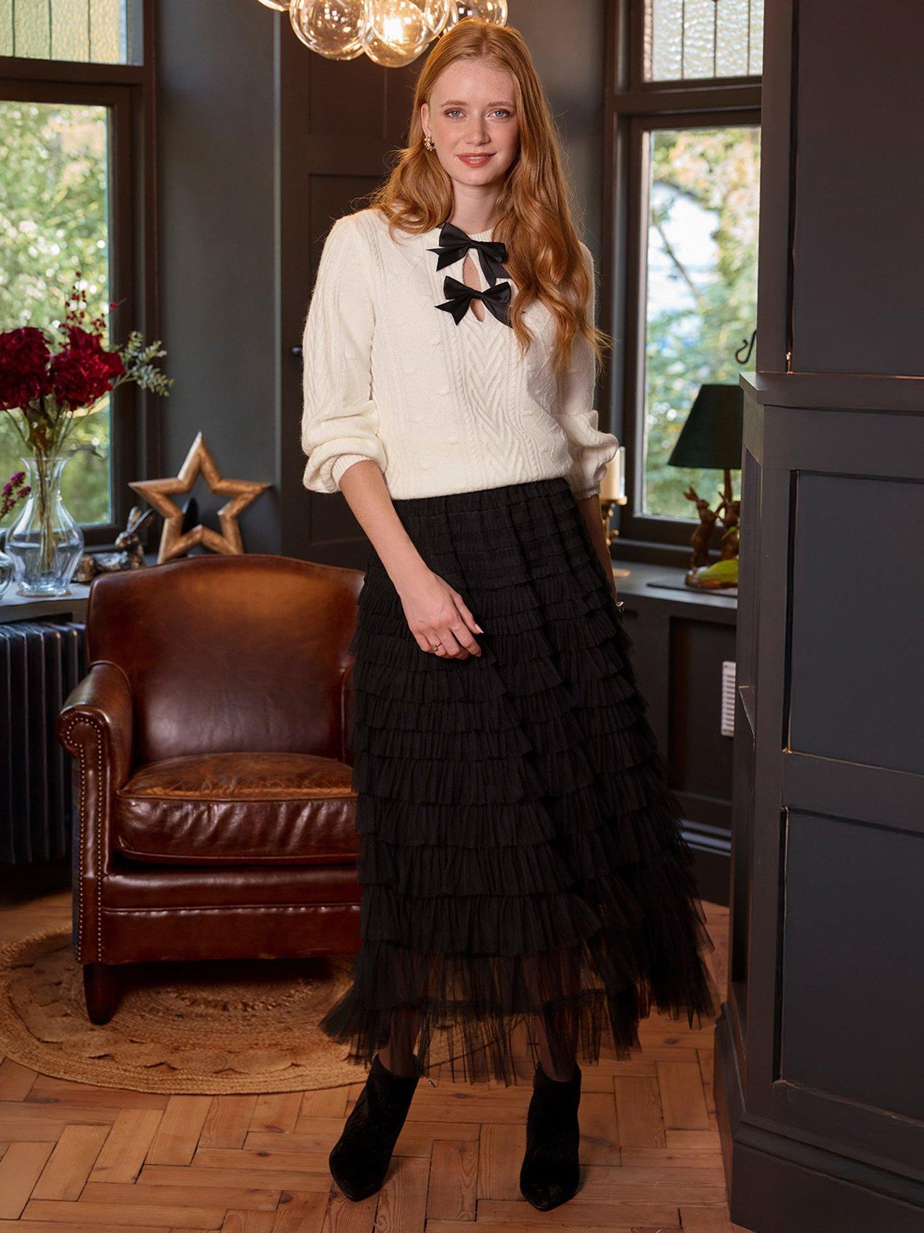  image of joe-browns-penelope-tulle-tiered-skirt-black