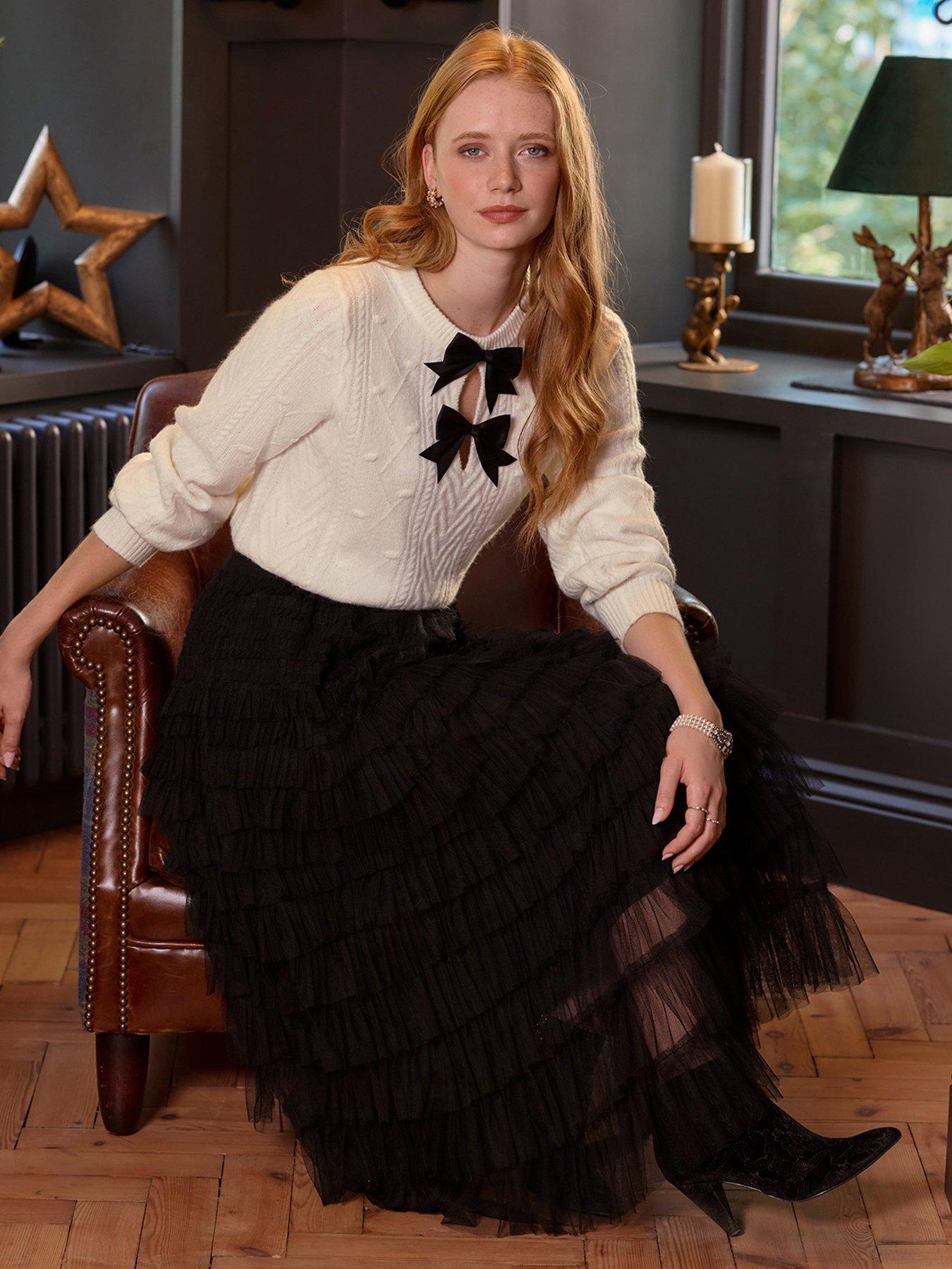  image of joe-browns-penelope-tulle-tiered-skirt-black