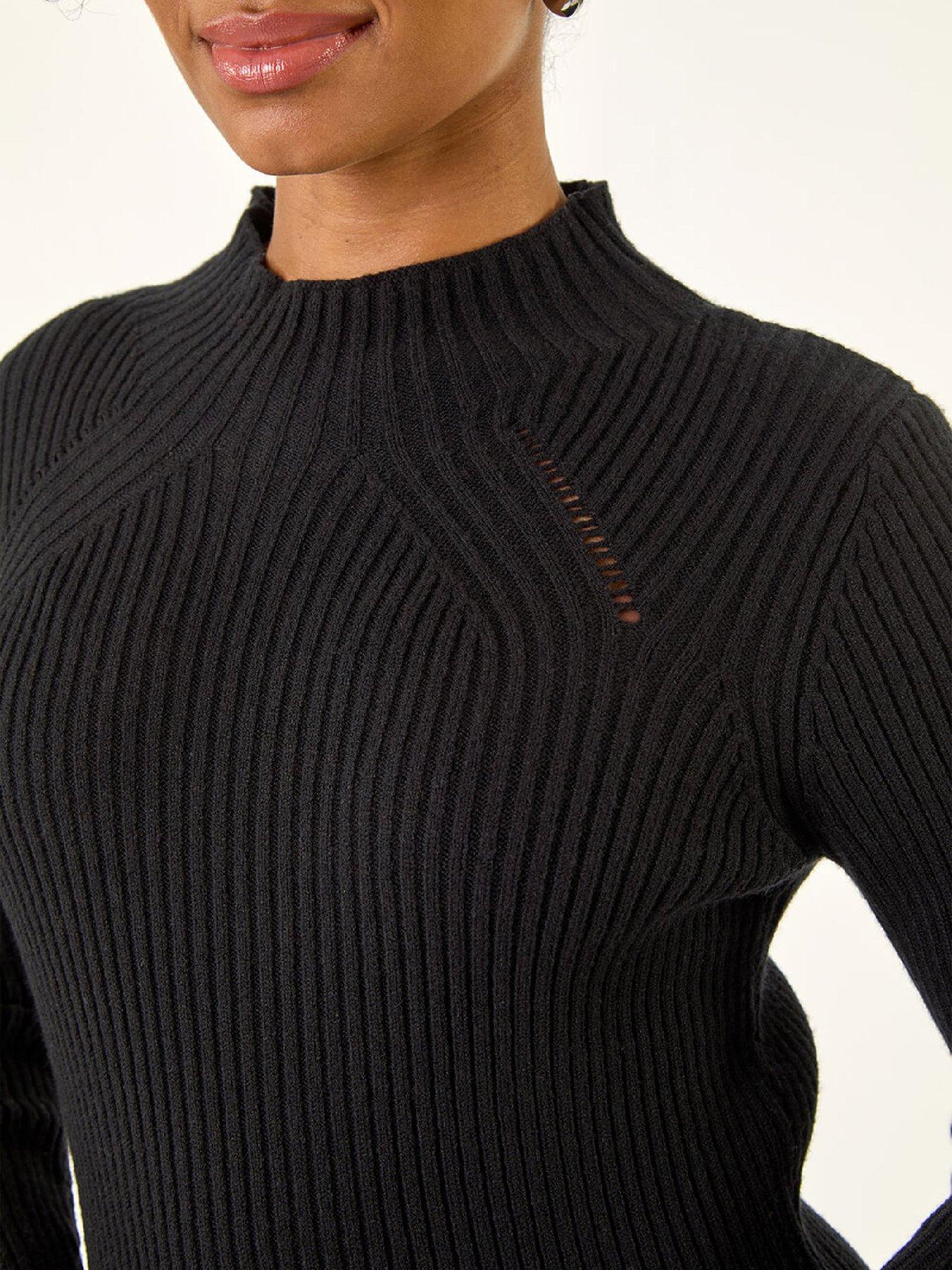  image of roman-petite-pearl-knitted-midi-dress-black