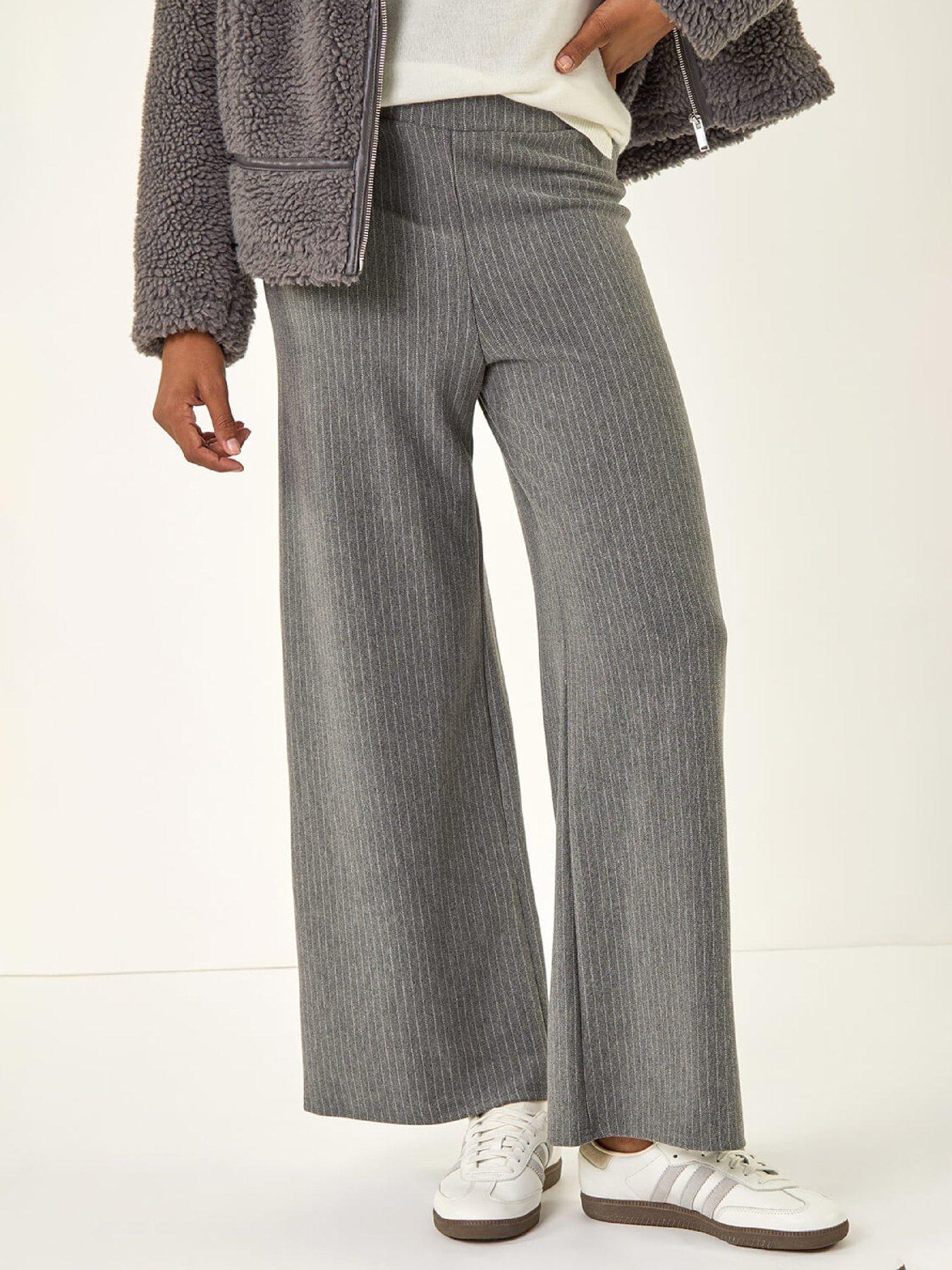 Roman Pinstripe Jersey Stretch Trousers - Charcoal