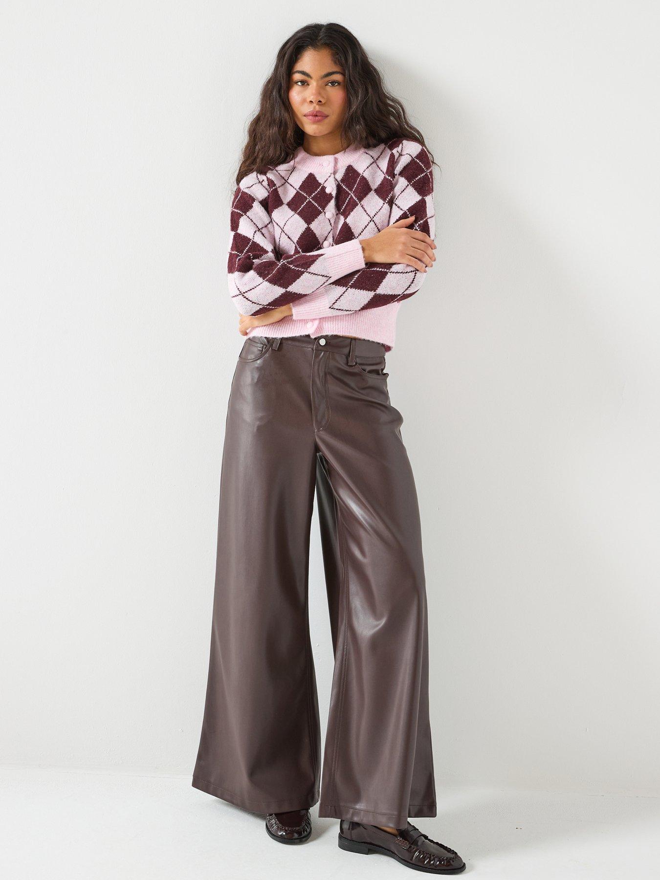  image of vero-moda-long-sleeve-argyle-cardigan-pink