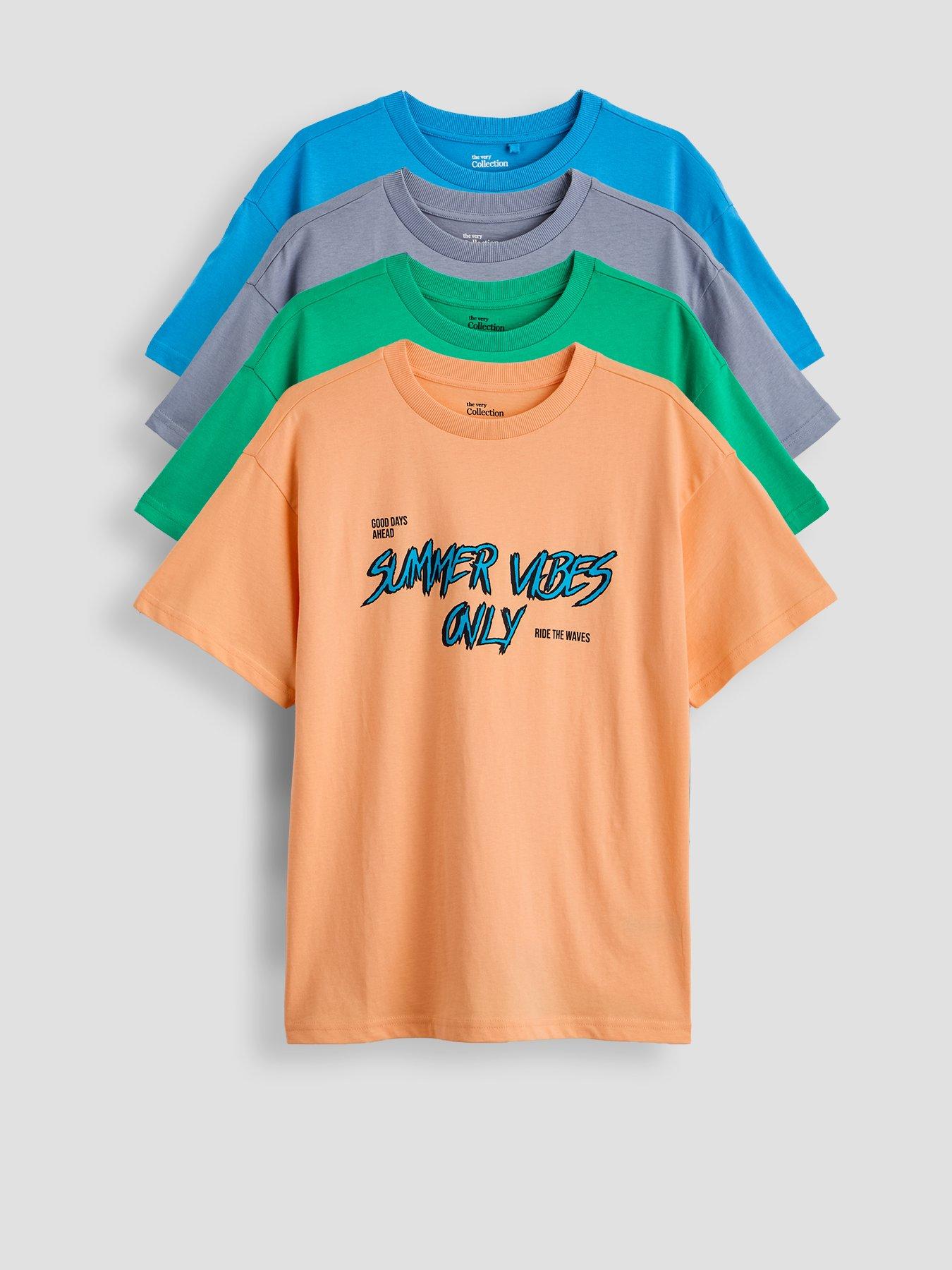 The Very Collection Boys 4 Pack Summer Vibes Short Sleeve T-Shirts - Multi