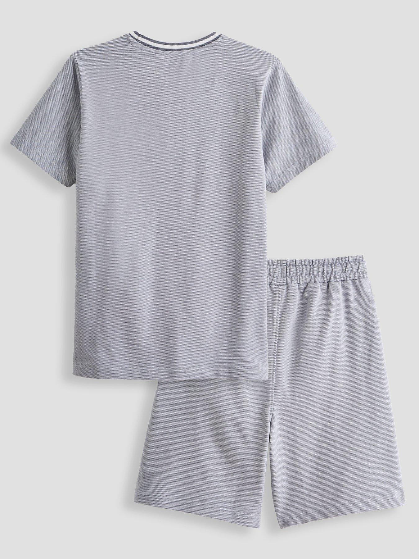 Image 2 of 5 of The Very Collection Boys Pique Top And Pin Tuck T-Shirt &amp; Shorts Set - Grey