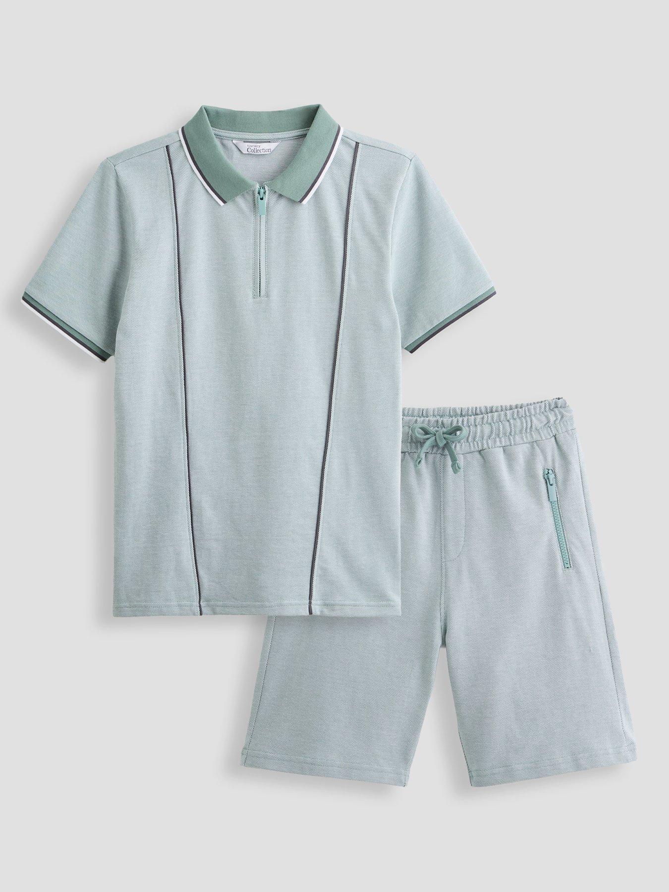 the-very-collection-boys-jacquard-polo-shirt-and-shorts-set-brown