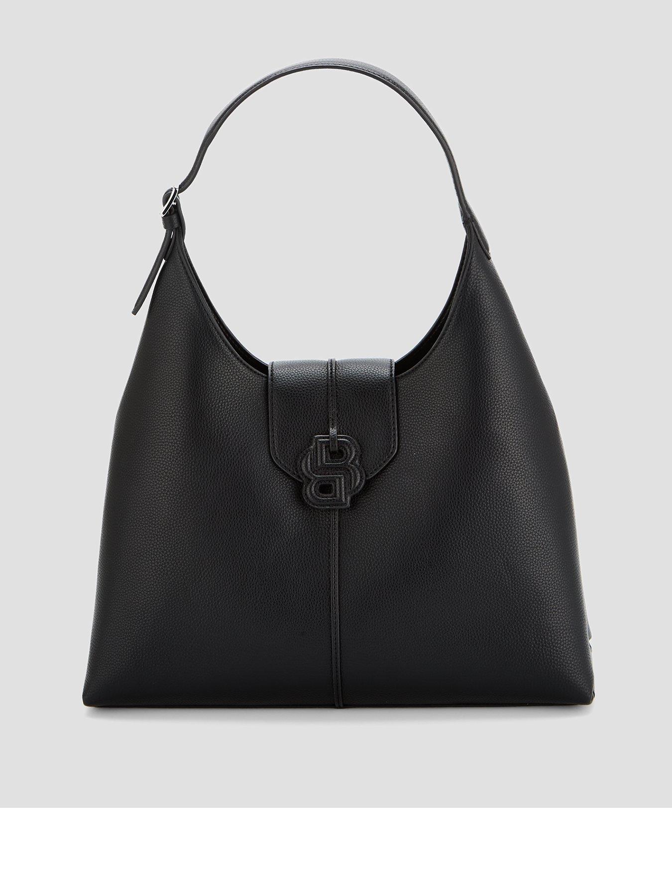 front image of boss-annett-hobo-bag-black