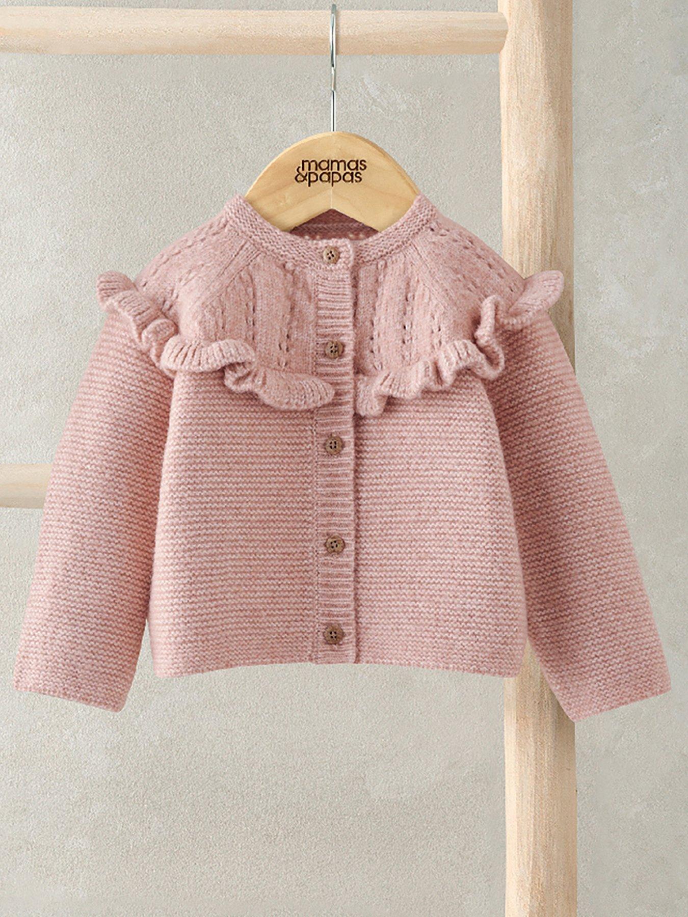 Mamas & Papas Baby Girls Soft Knitted Frill Trim Cardigan - Pink
