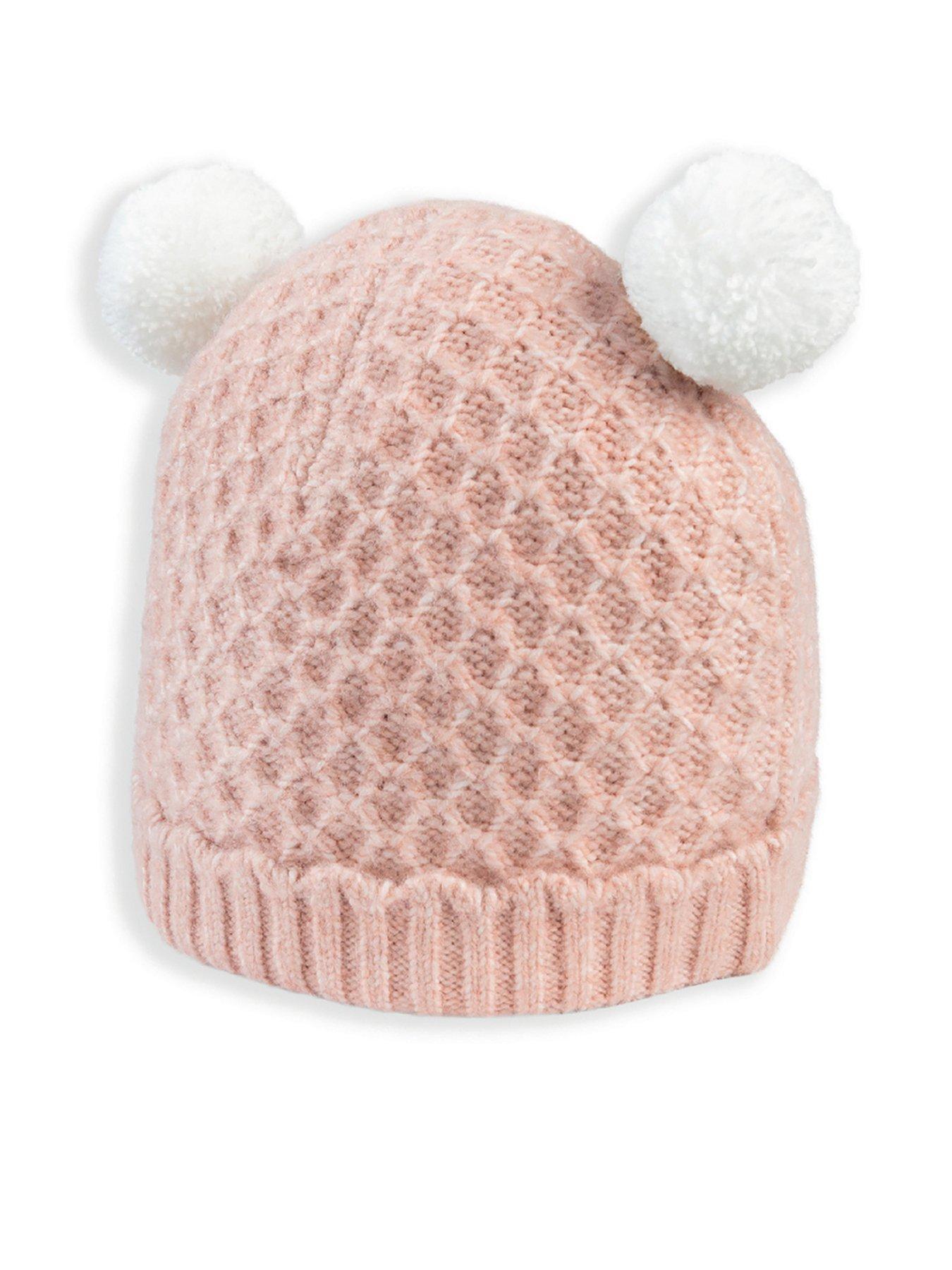Mamas & Papas Baby Girls Double Pom Pom Knitted Hat - Pink