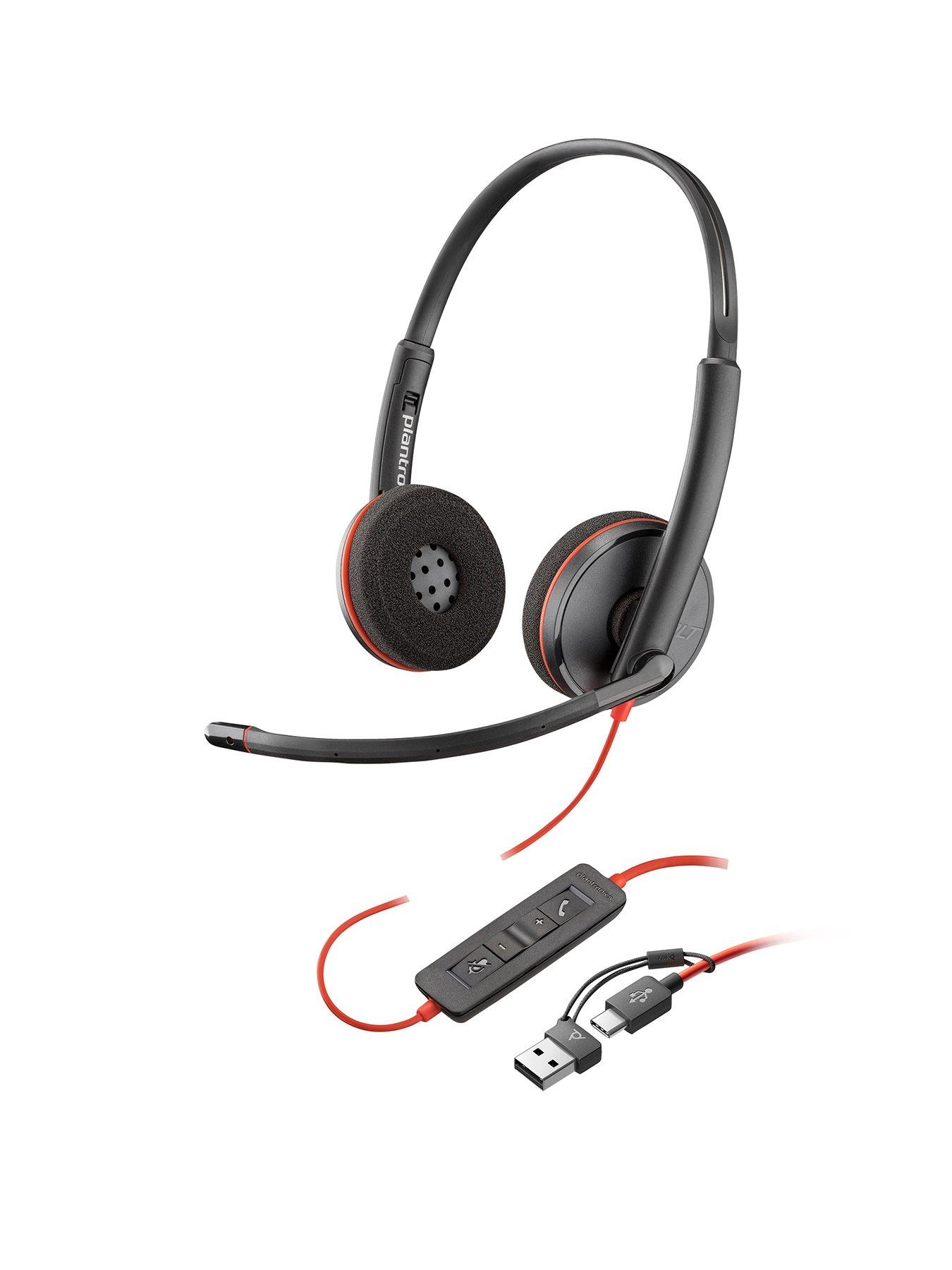 Poly Blackwire 3220 Stereo USB-C Headset +USB-C/A Adapter