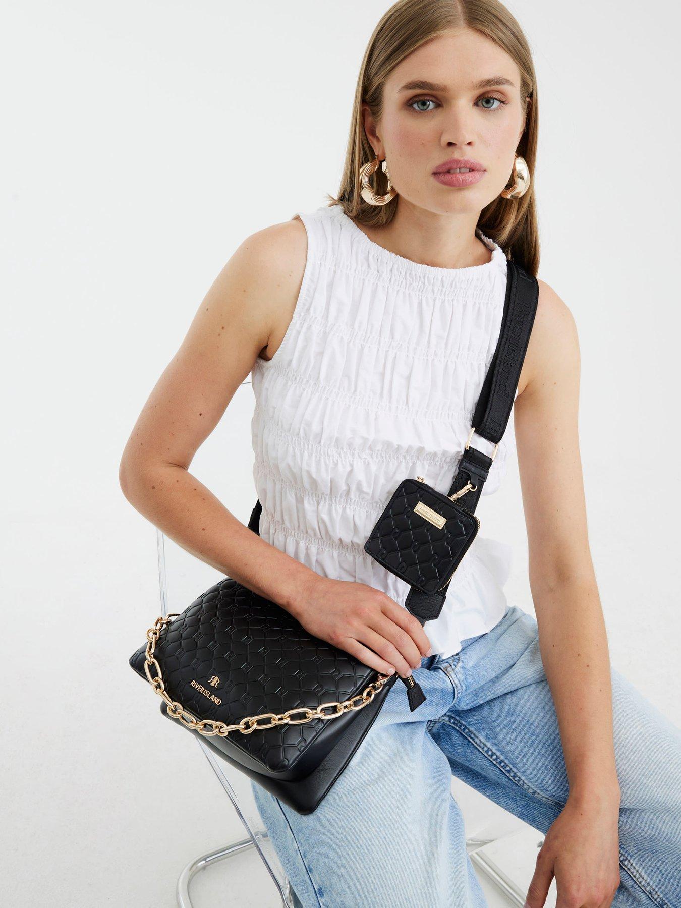 river-island-3776-embossed-chain-tri-crossbody-black