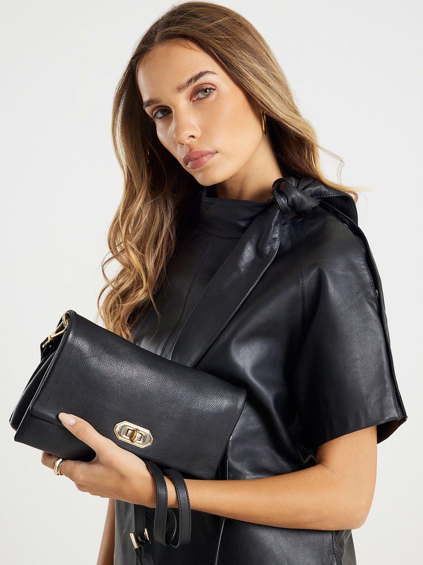 River Island Leather Tri Comp Crossbody - Black