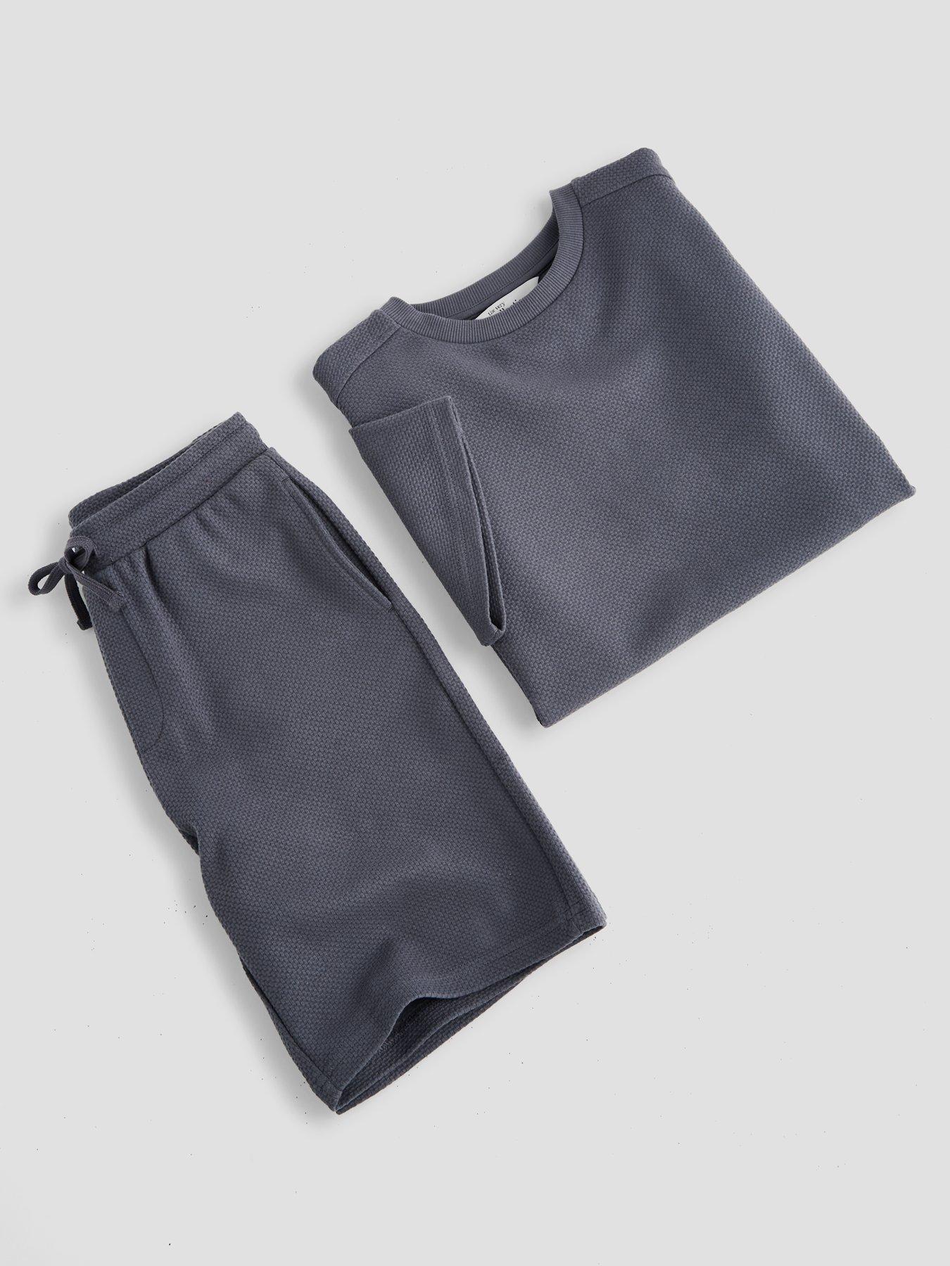 Image 4 of 6 of The Very Collection Boys Waffle Label Detail Tshirt And Shorts Set - Black