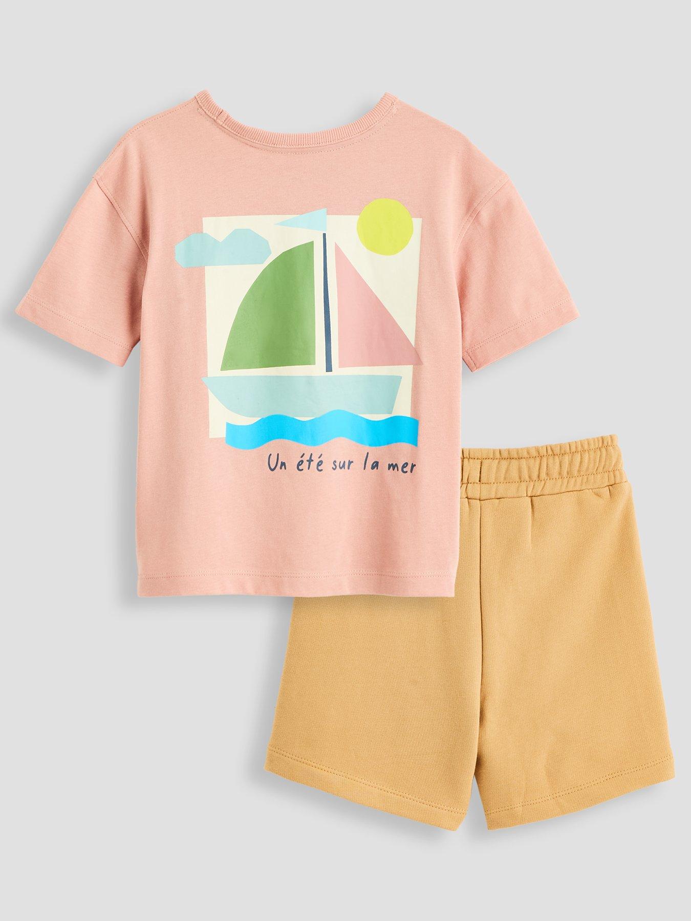 The Very Collection Boys Boat Graphic T-Shirt  &  Shorts Set - Multi