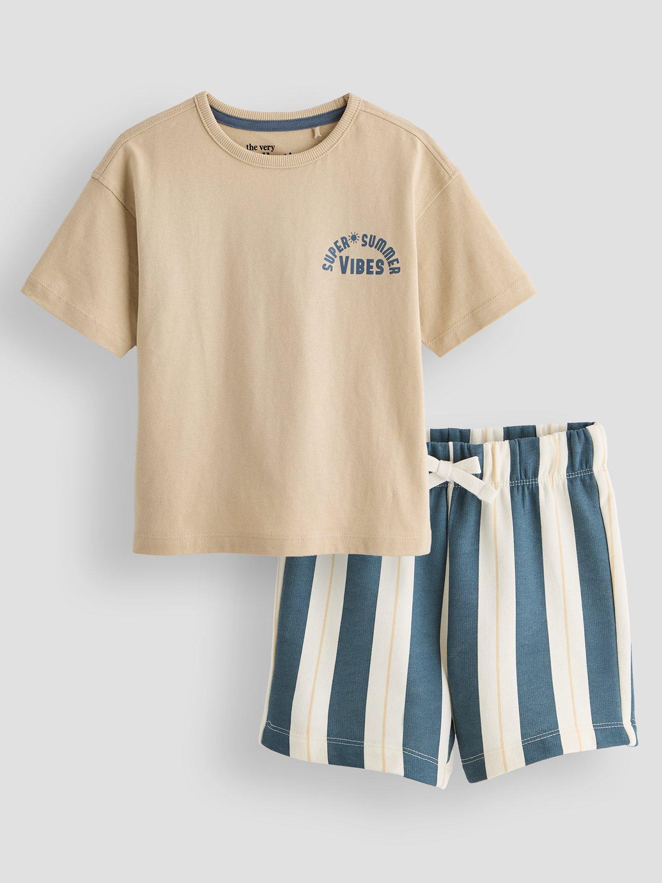 The Very Collection Boys Summer Vibes Stripe Short Set - Multi