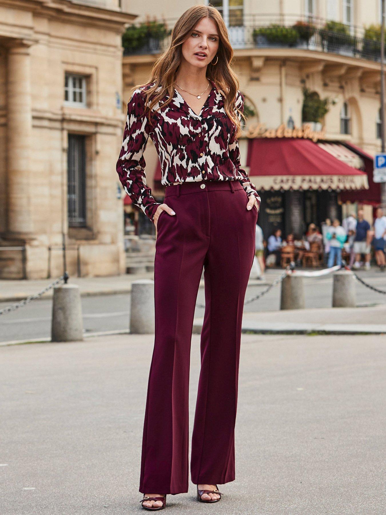  image of sosandar-burgundy-abstract-floral-print-shirt-red