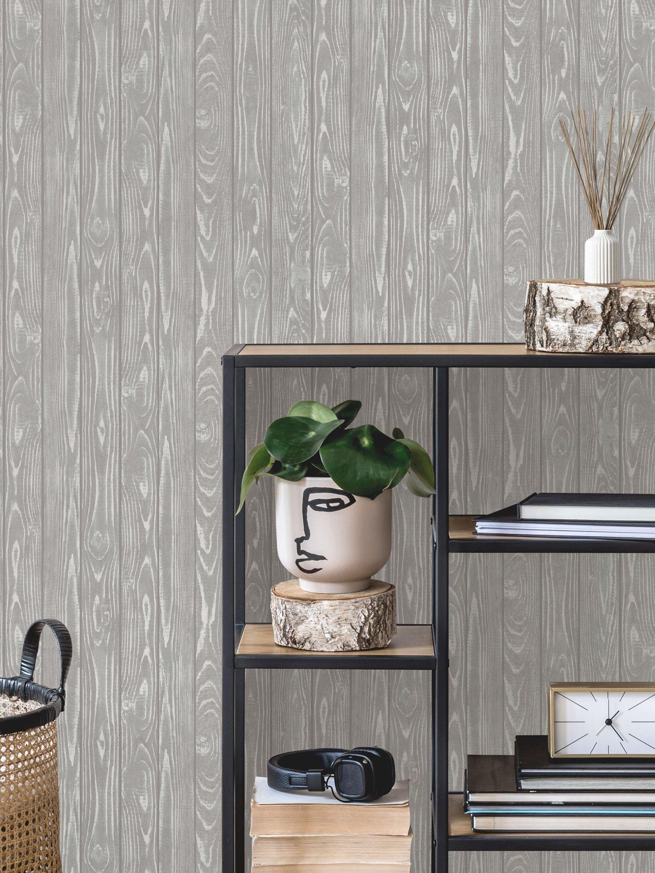 Image 1 of 4 of Fine Decor Metallic Wood Grey