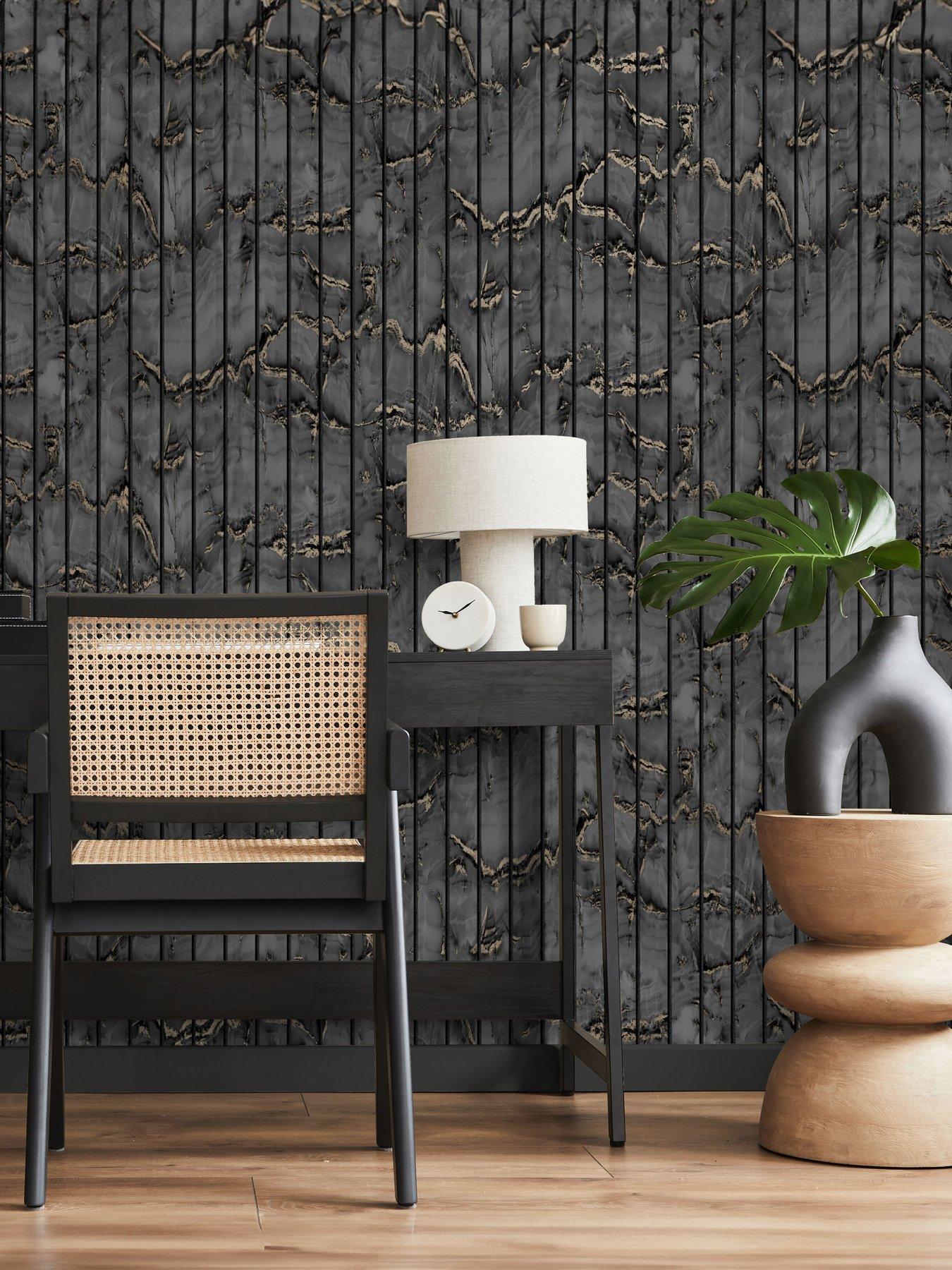Image 1 of 4 of Fine Decor Marble Slat Panel Charcoal