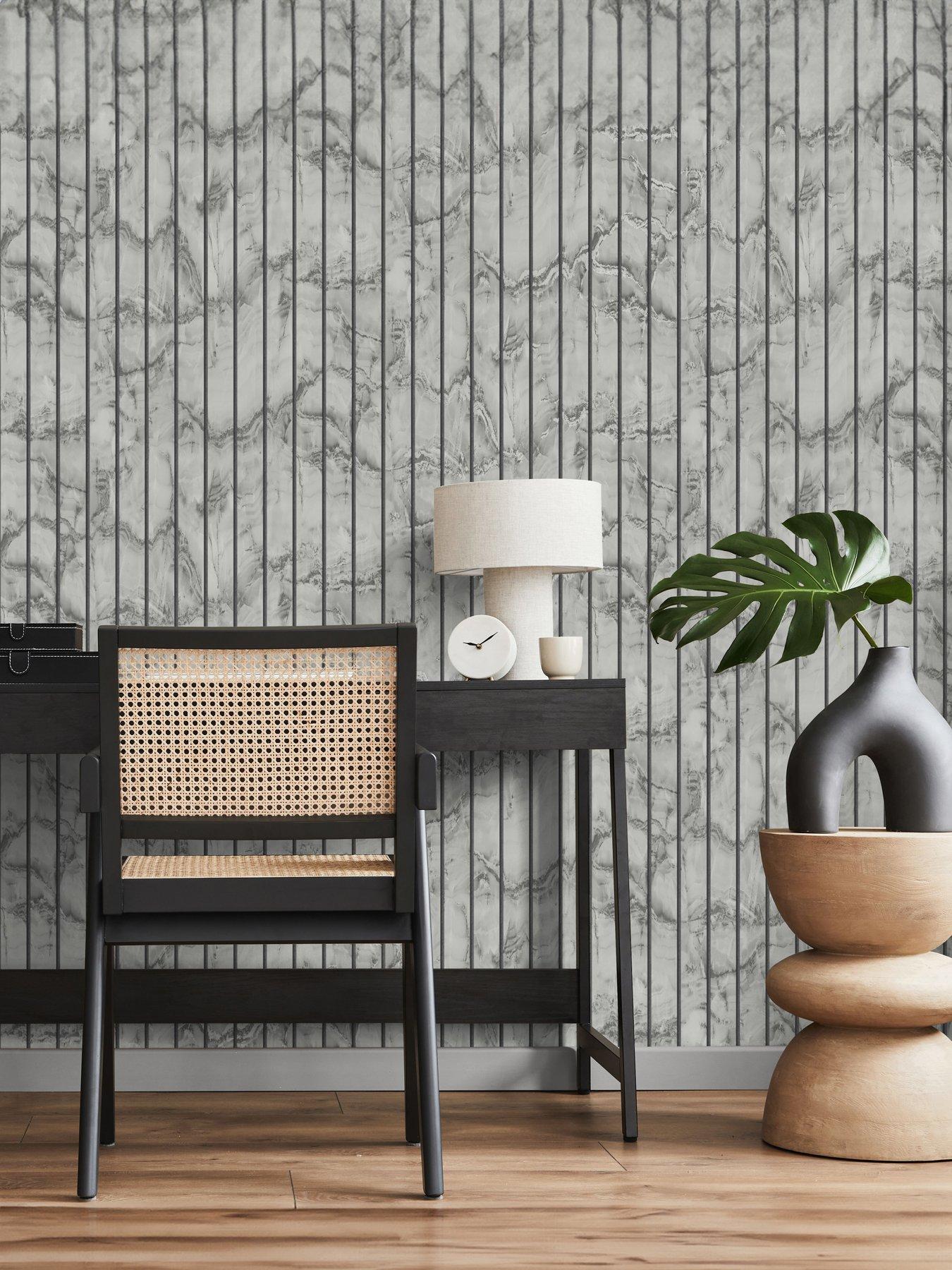 Image 1 of 4 of Fine Decor Marble Slat Panel Soft White