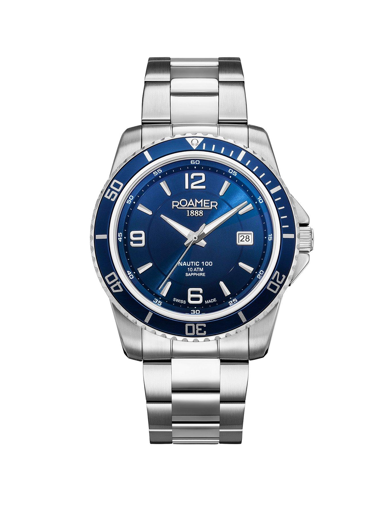  image of roamer-of-switzerland-roamer-swiss-made-nautic-stainless-steel-watch-with-blue-dial