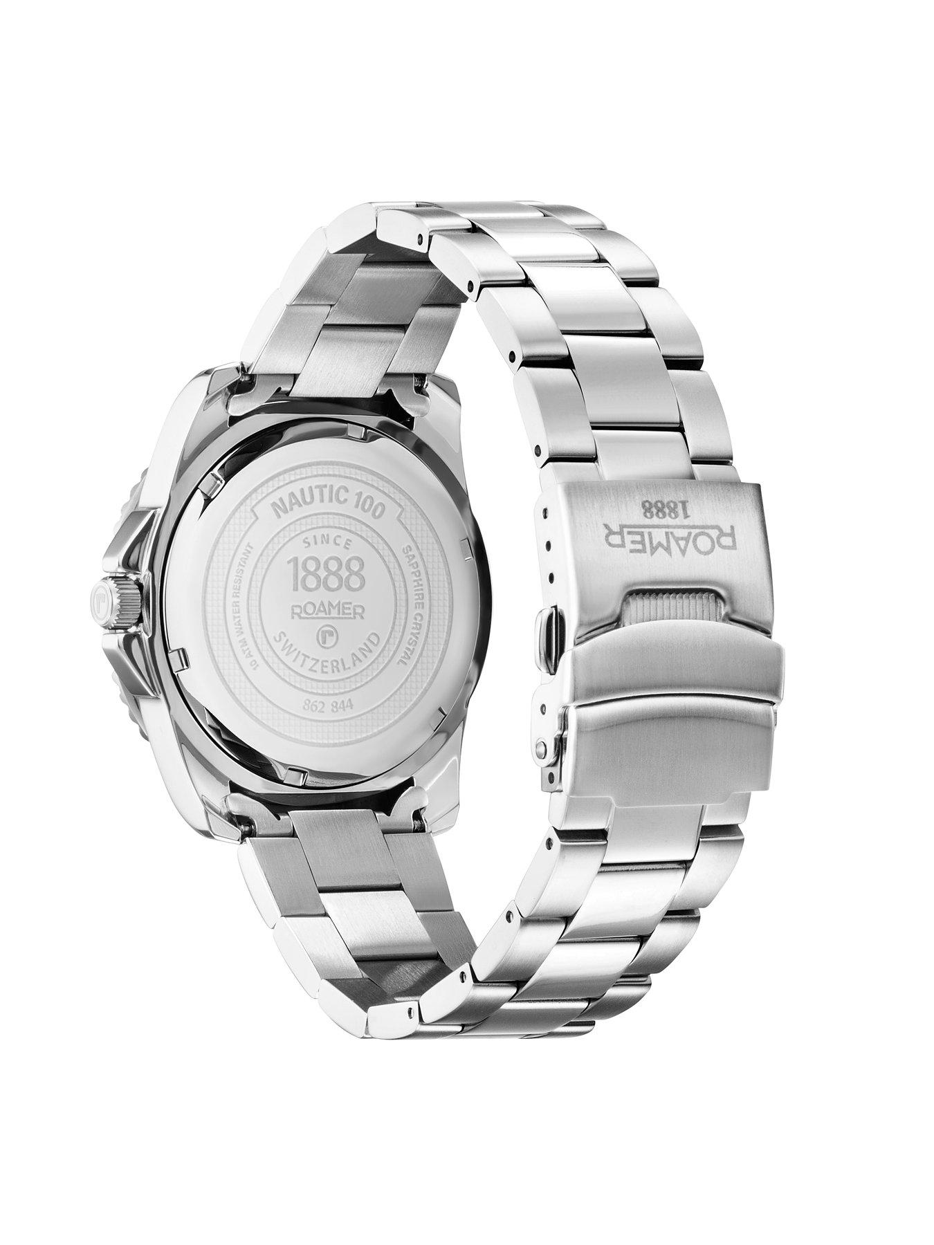  image of roamer-of-switzerland-roamer-swiss-made-nautic-stainless-steel-watch-with-blue-dial