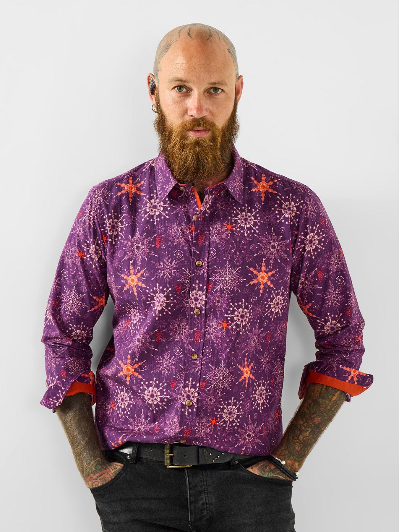 Joe Browns Snowflake Long Sleeve Shirt - Purple