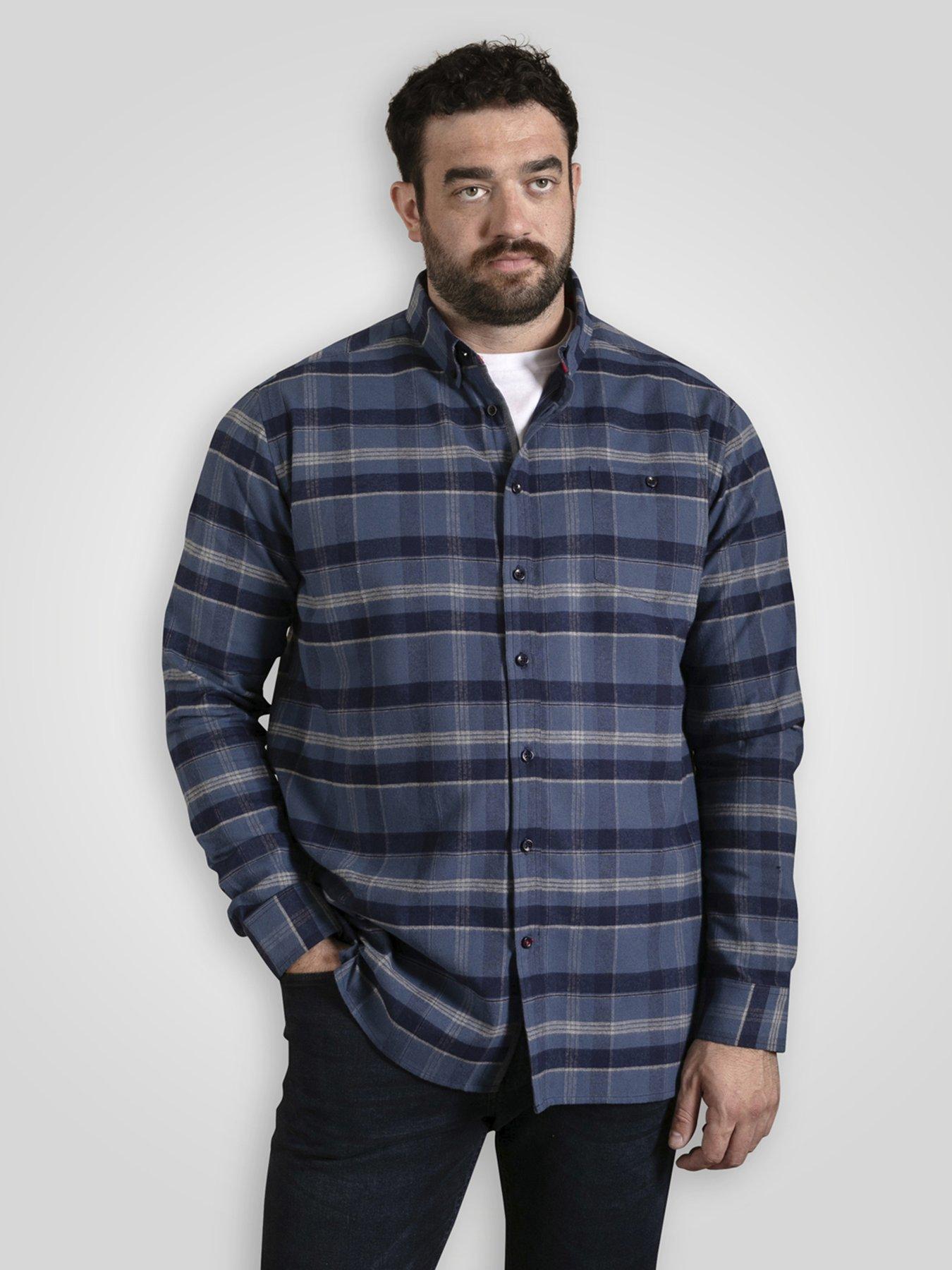  image of d555-long-sleeve-check-shirt-with-button-down-collar-navy