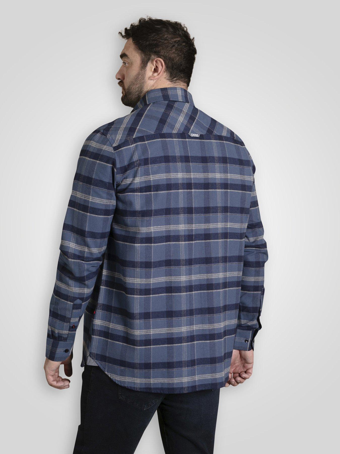  image of d555-long-sleeve-check-shirt-with-button-down-collar-navy